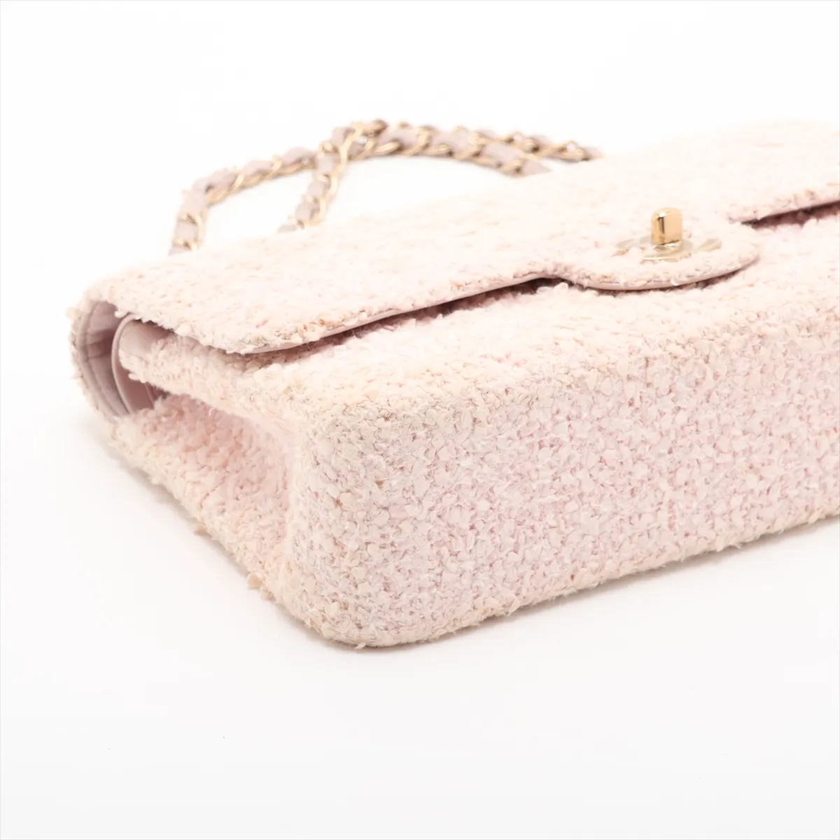 Matelassé 25 Tweed Double Flap Double Chain Bag, Pink with Gold Hardware, 8655749, Series 8, A01112 — view 4