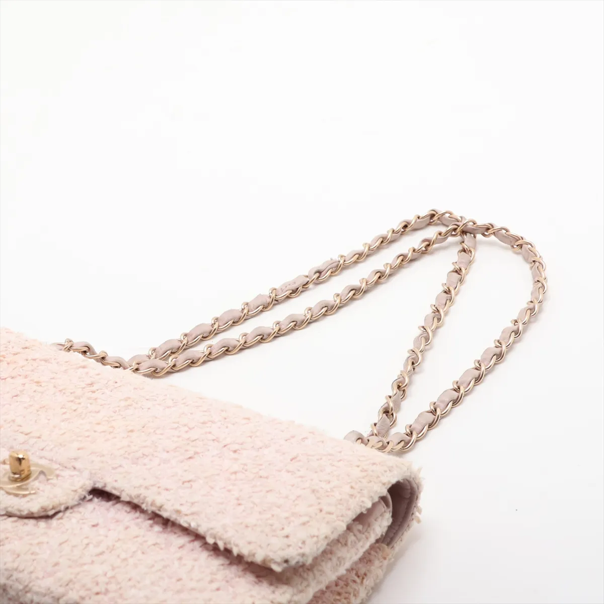 Matelassé 25 Tweed Double Flap Double Chain Bag, Pink with Gold Hardware, 8655749, Series 8, A01112 — view 5