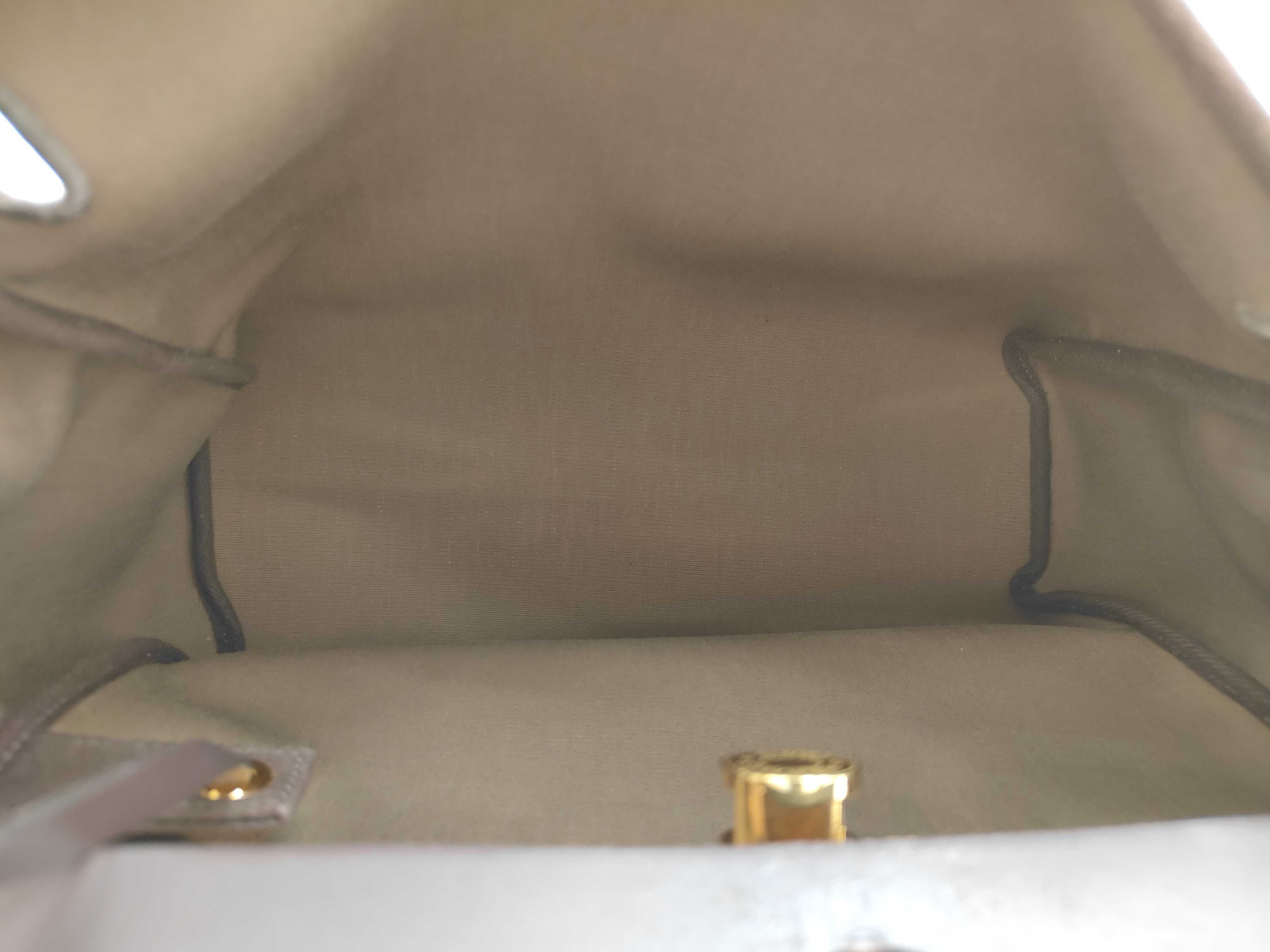 Herbag Zip PM Verso Toile Officier x Vache Hunter Brown x Etoupe Gold Hardware U Stamp Shoulder Bag — view 11