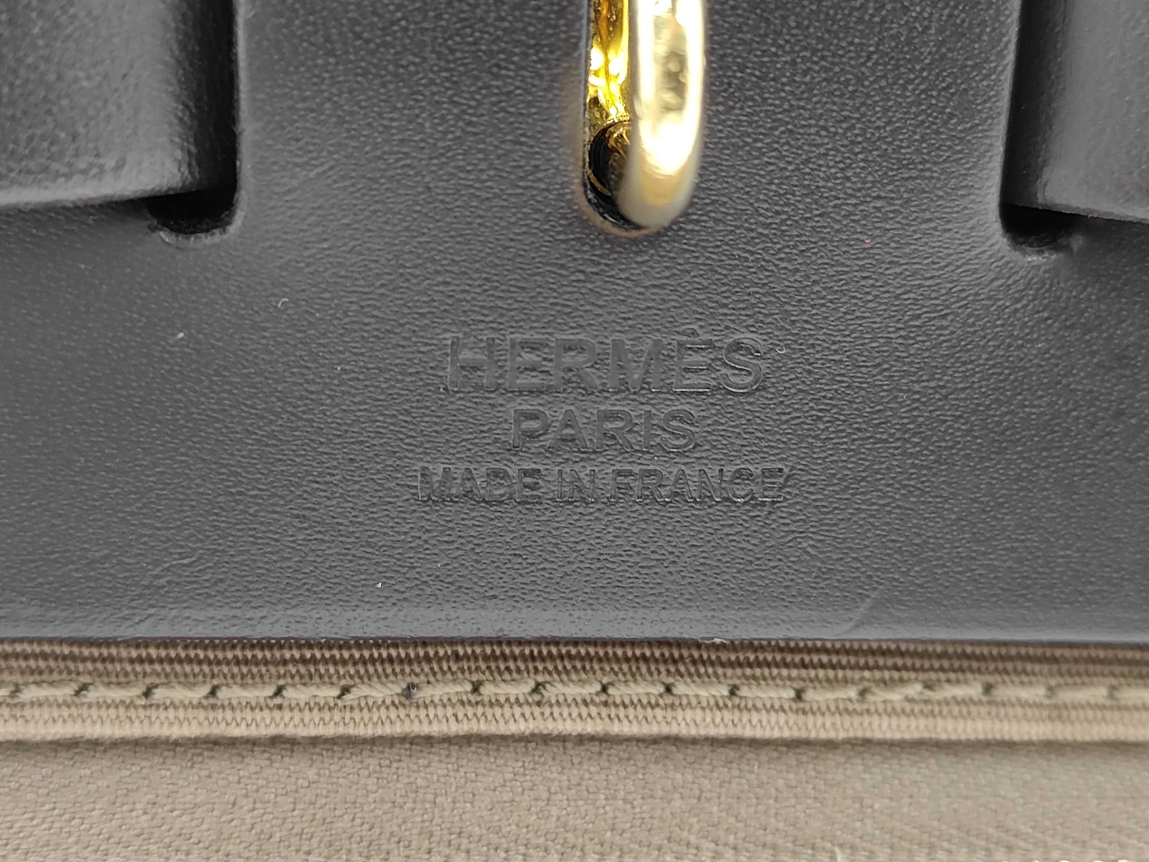 Herbag Zip PM Verso Toile Officier x Vache Hunter Brown x Etoupe Gold Hardware U Stamp Shoulder Bag — view 13