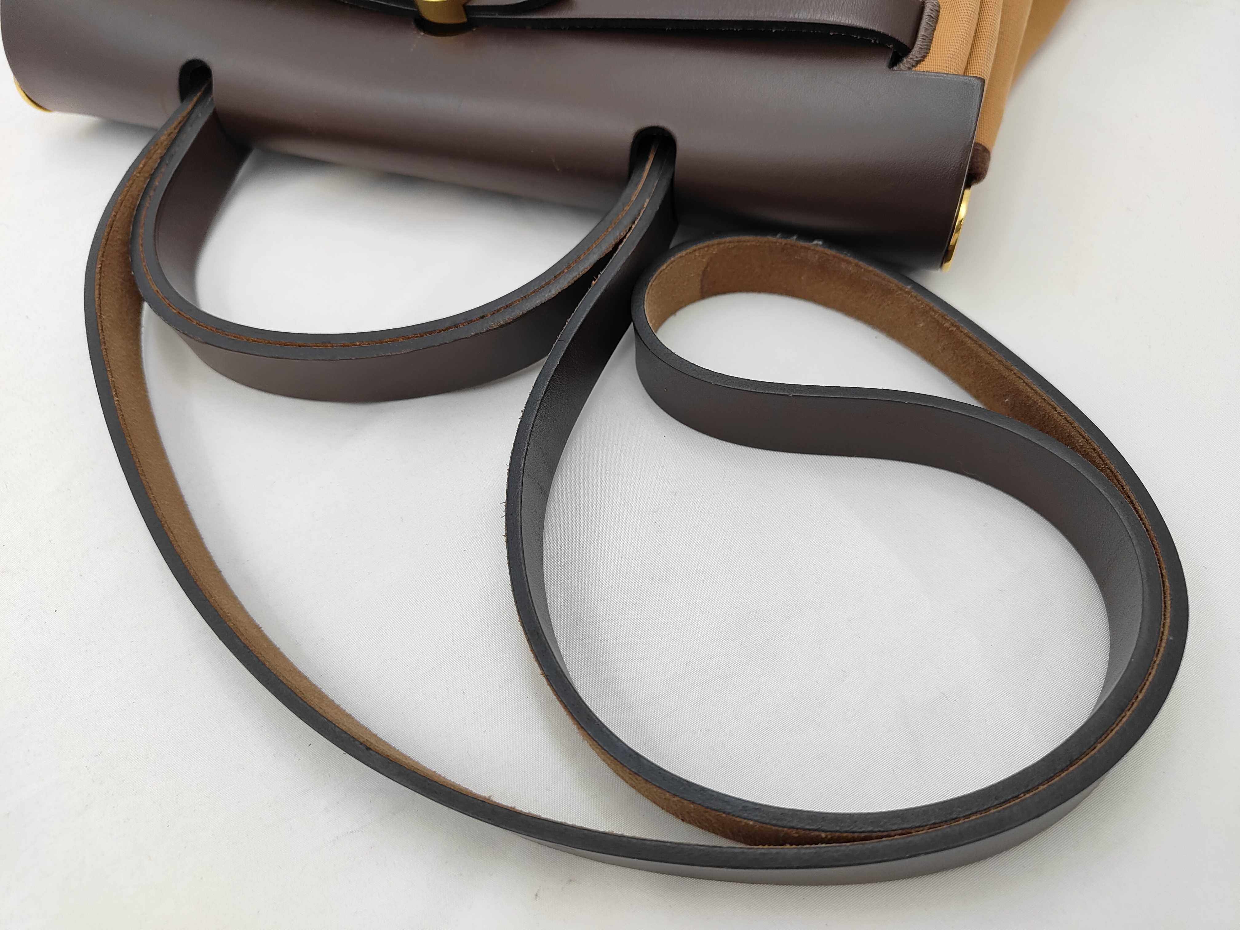 Herbag Zip PM Verso Toile Officier x Vache Hunter Brown x Etoupe Gold Hardware U Stamp Shoulder Bag — view 5