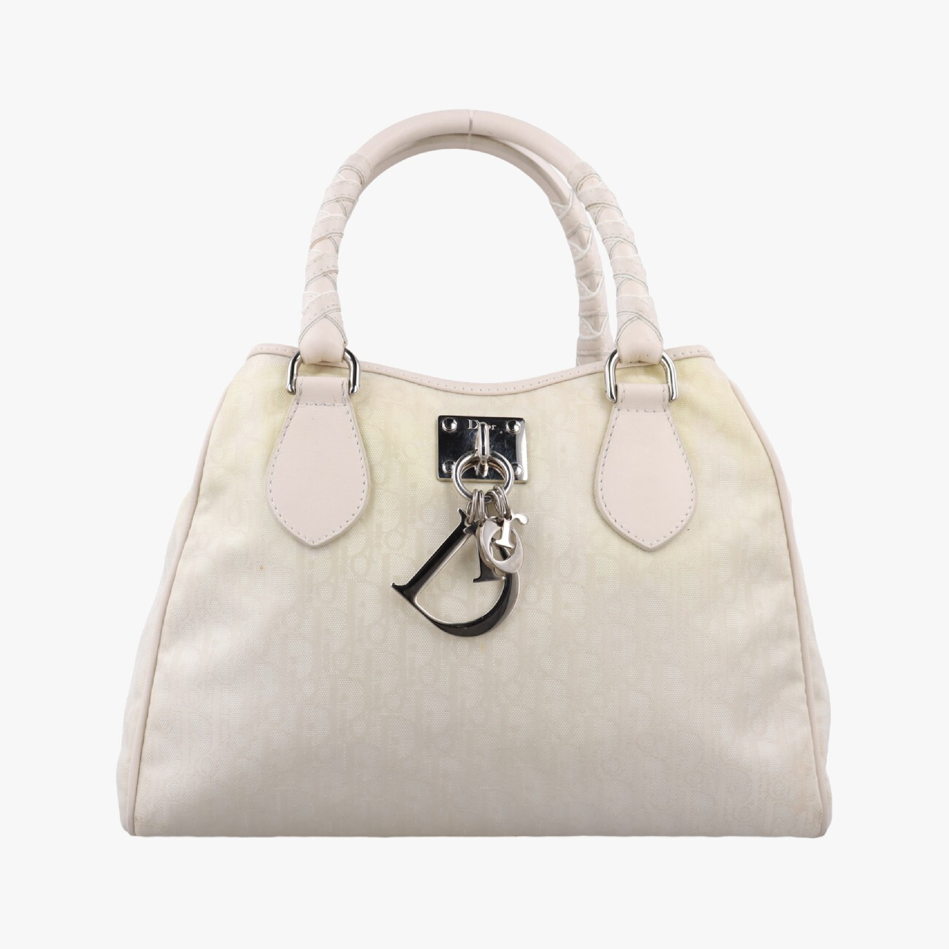 Lovely Beige Canvas x Leather Handbag 03-BO-0077