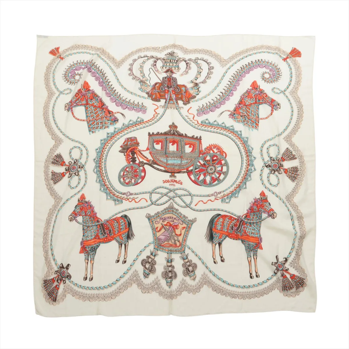 Carre Geant PAPEROLES (Paperoles) Carriage and Nobleman Stole, Cashmere x Silk, Beige.