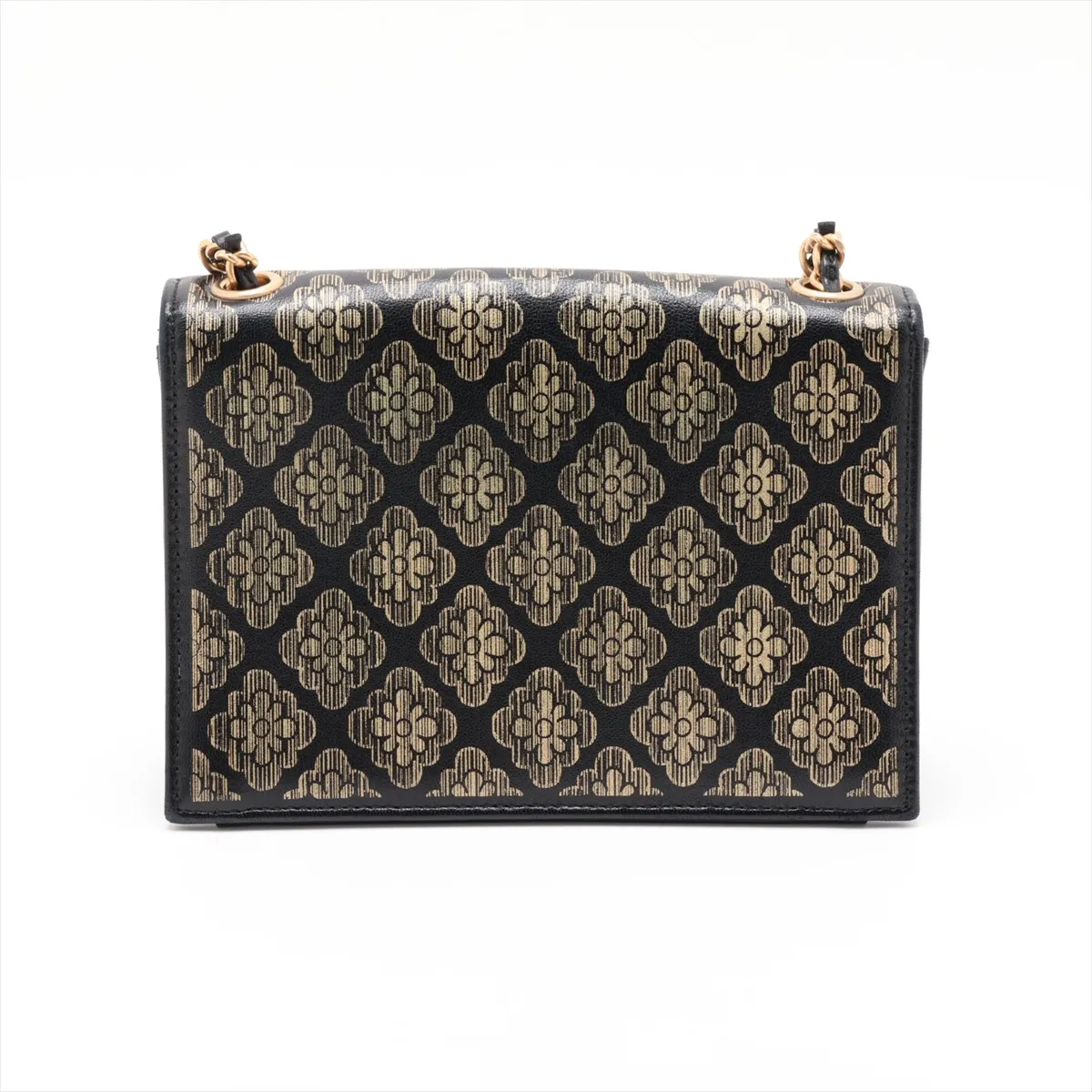 Camellia Lambskin Chain Shoulder Bag, Black x Gold, Gold Hardware, 24400286, Serial Number 24 — view 2
