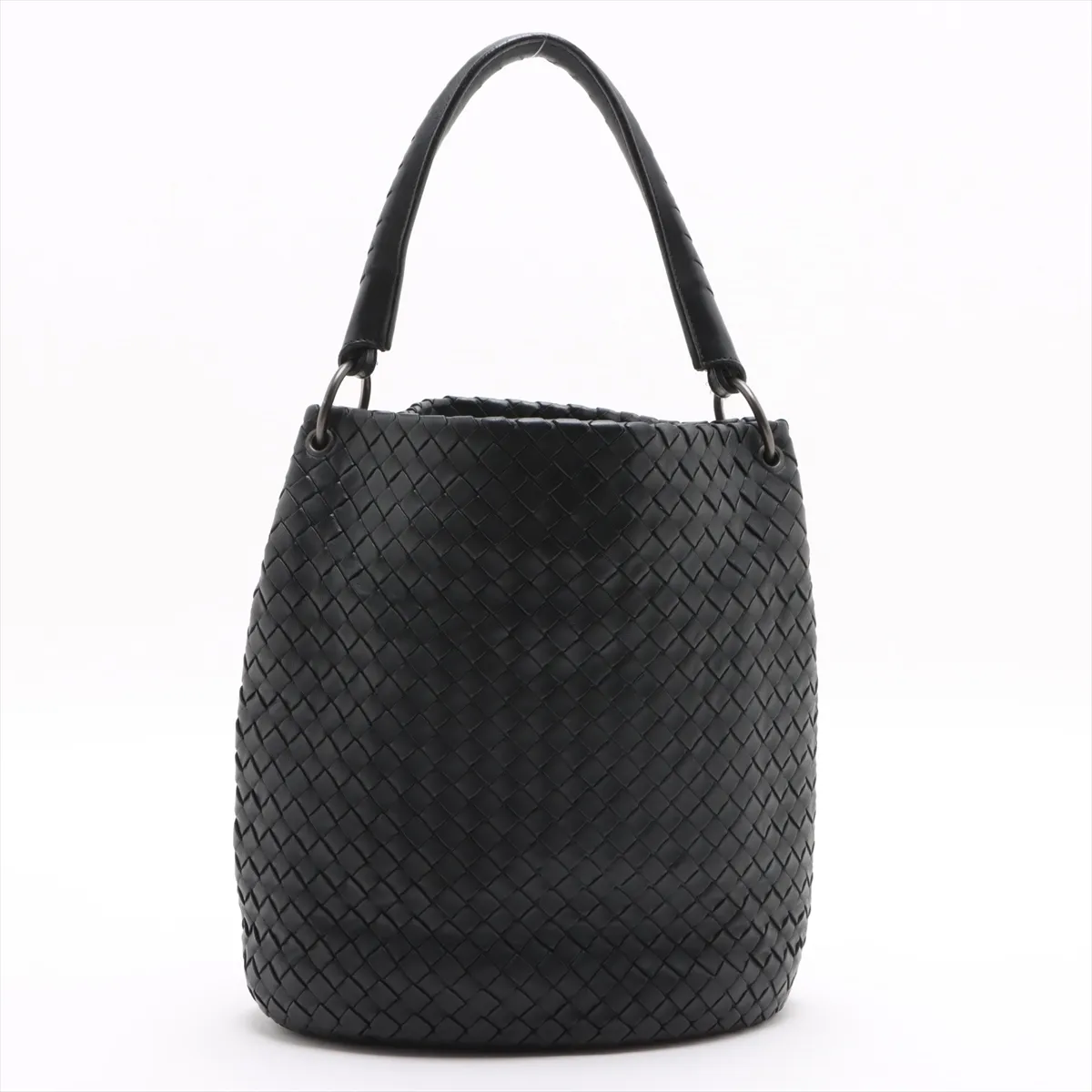 Intrecciato Leather Shoulder Bag Black 255690 — view 2
