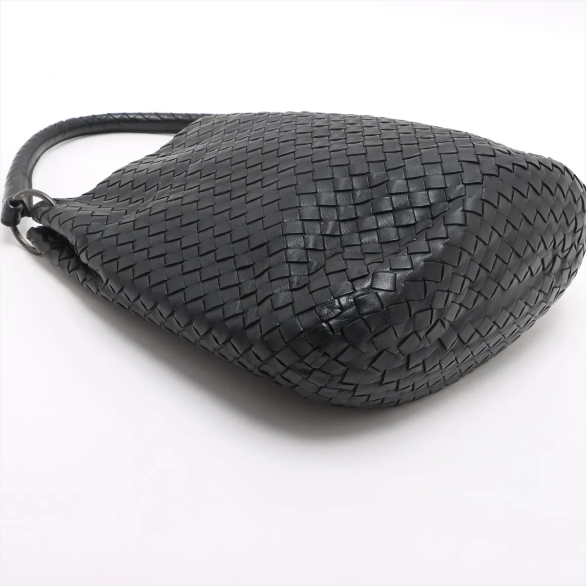 Intrecciato Leather Shoulder Bag Black 255690 — view 4