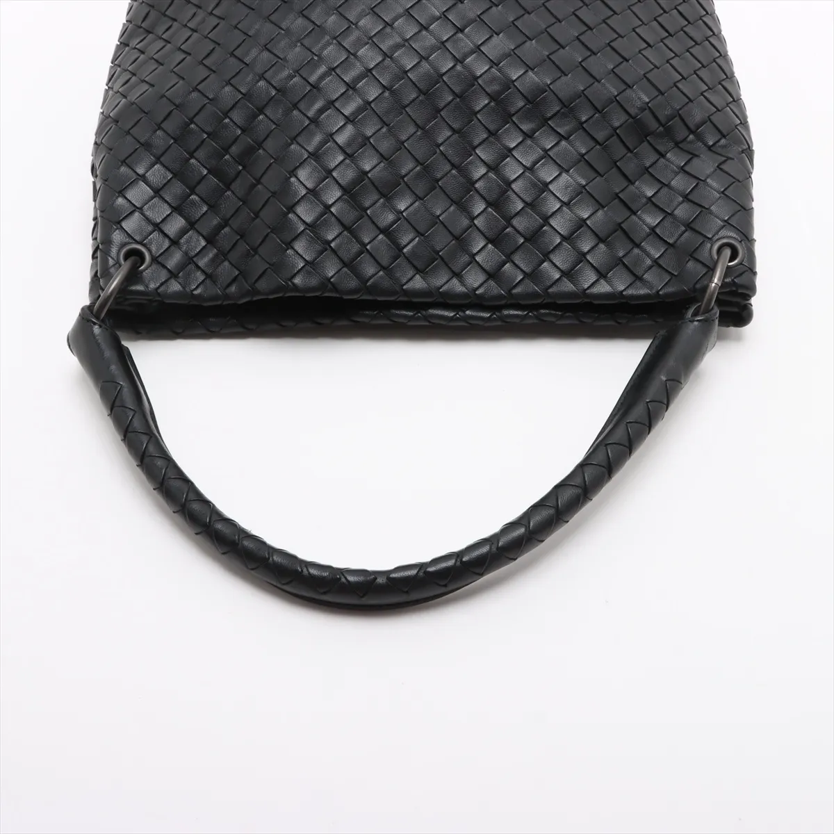 Intrecciato Leather Shoulder Bag Black 255690 — view 5