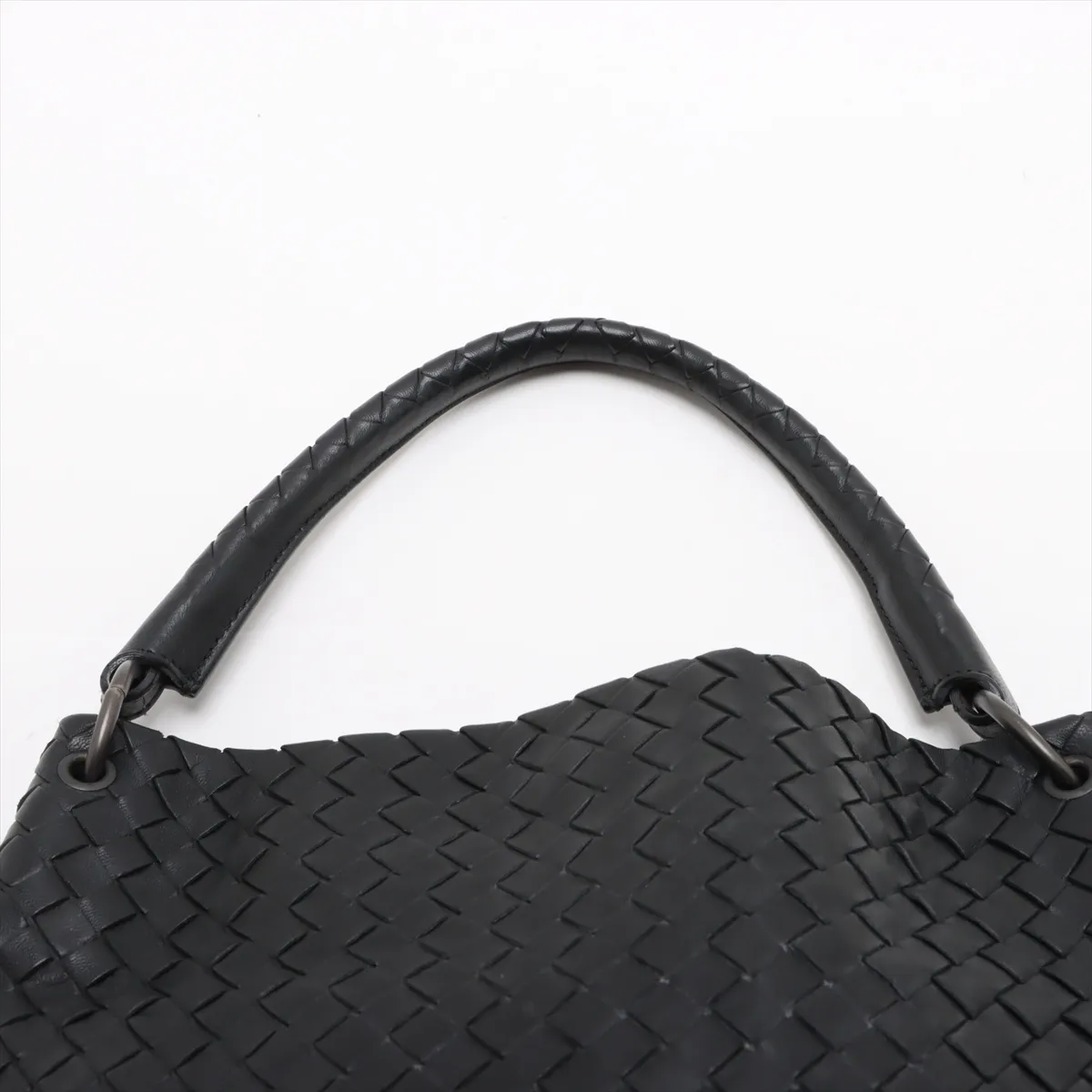 Intrecciato Leather Shoulder Bag Black 255690 — view 6