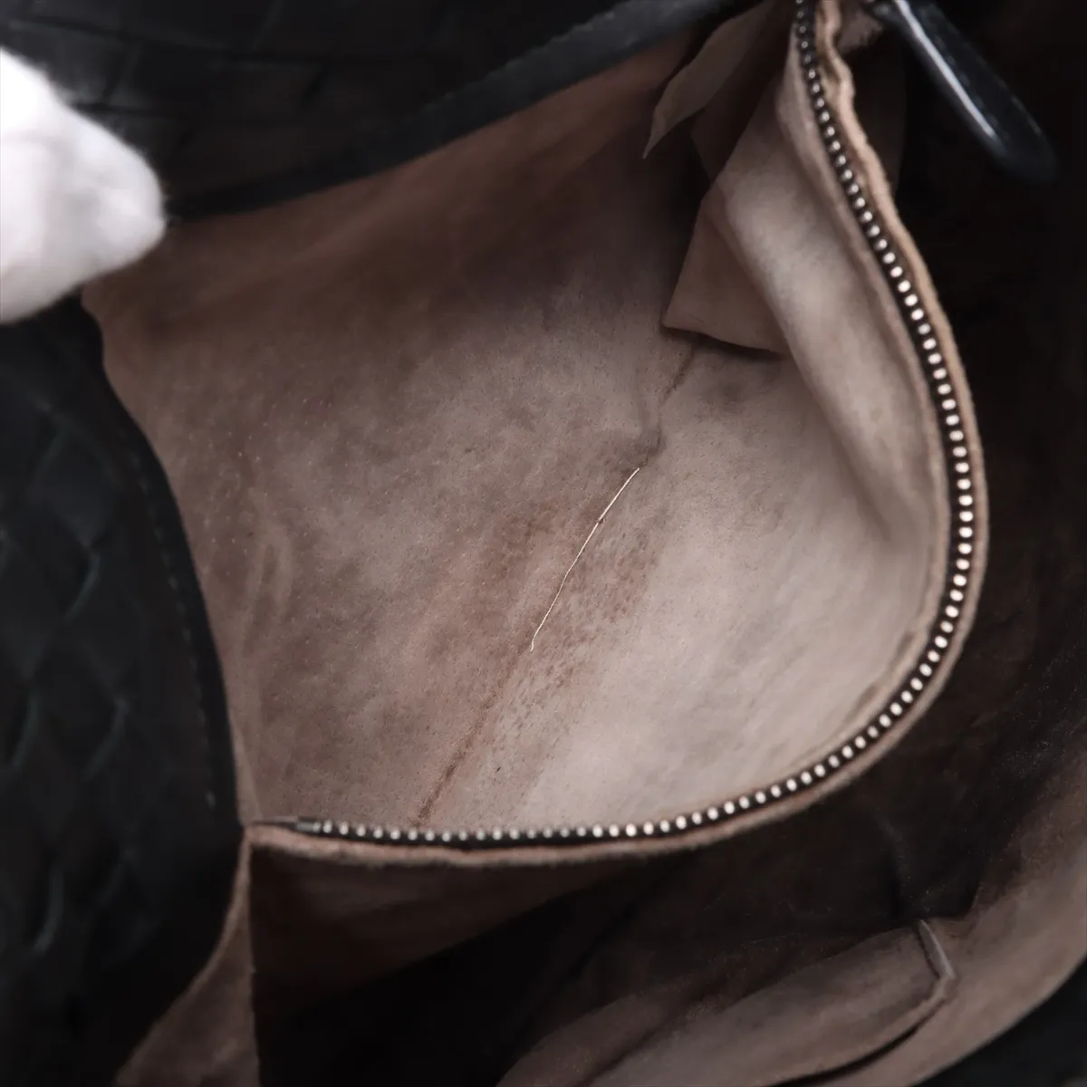 Intrecciato Leather Shoulder Bag Black 255690 — view 8