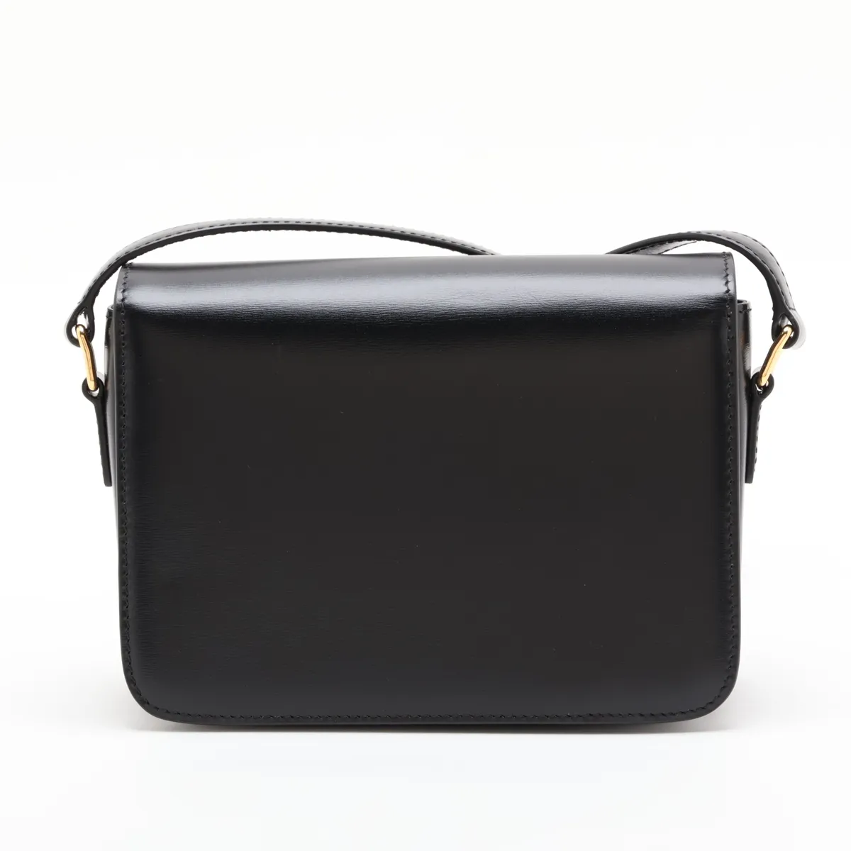 Triomphe Teen Leather Shoulder Bag, Black — view 2
