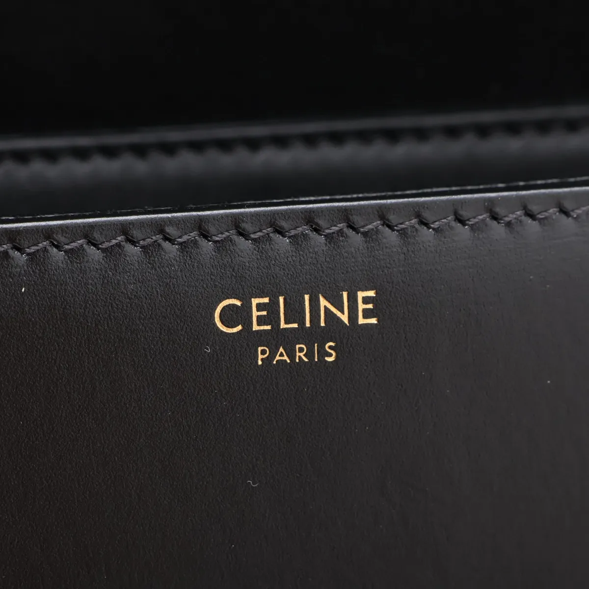 Triomphe Teen Leather Shoulder Bag, Black — view 11