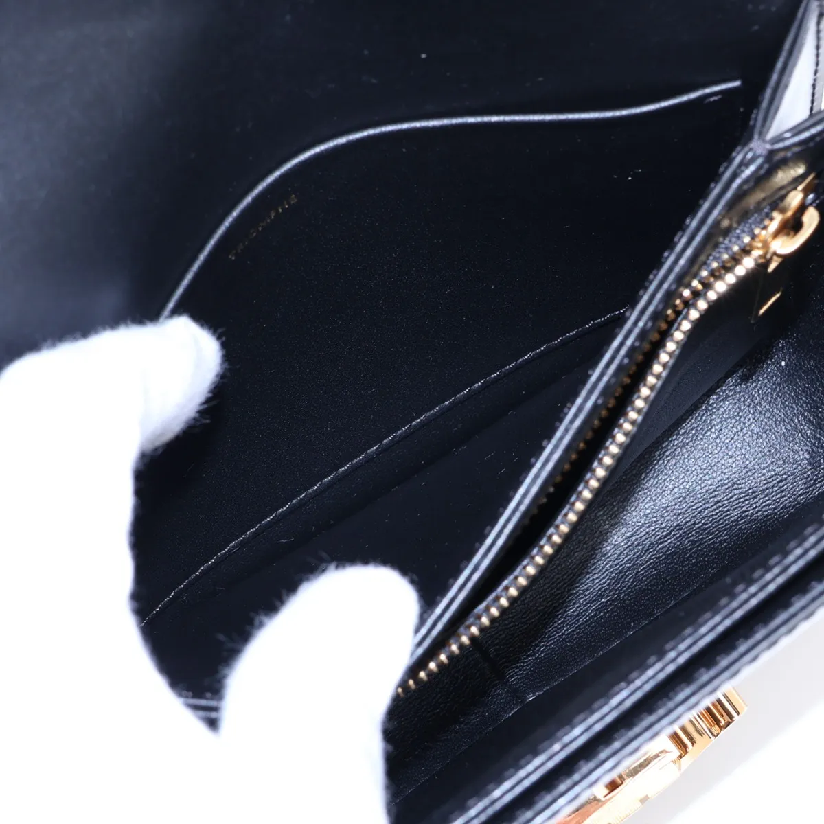 Triomphe Teen Leather Shoulder Bag, Black — view 9