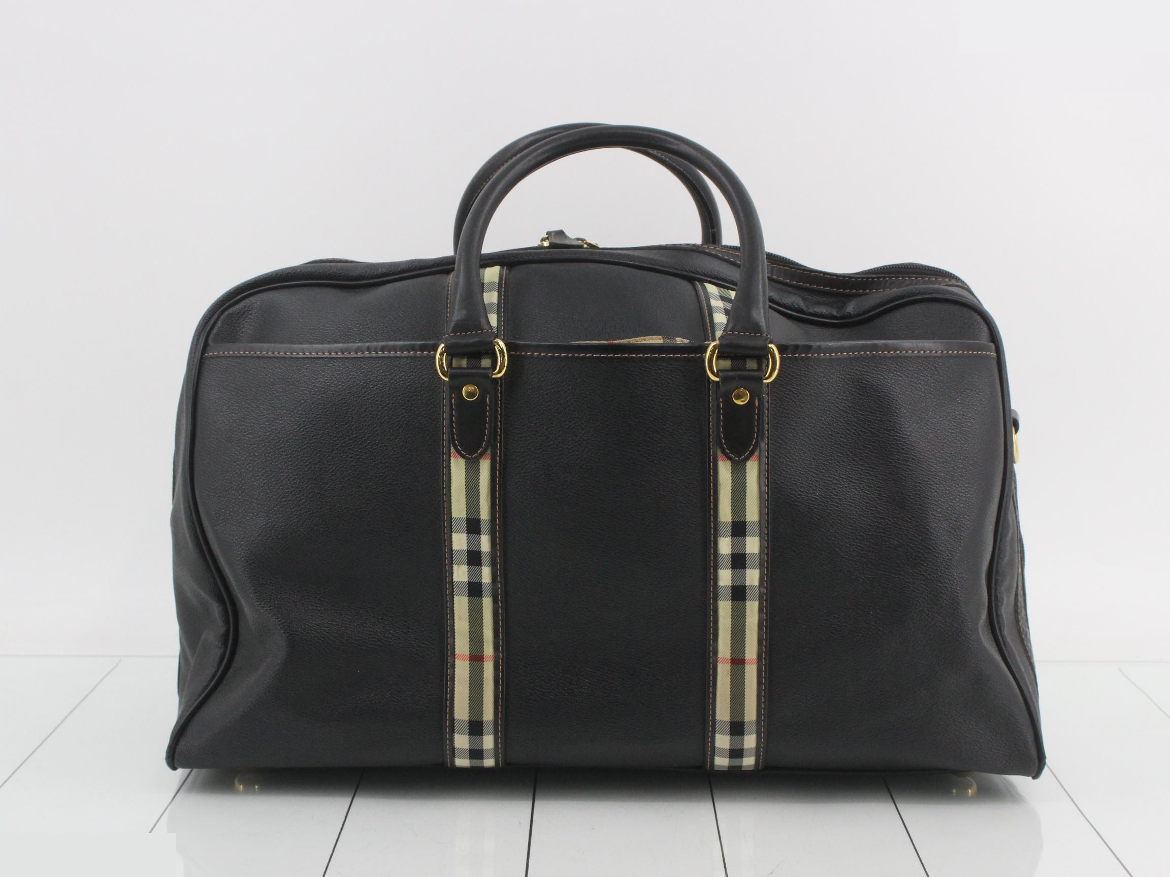 Burberrys Nova Check Leather Boston Bag — view 2