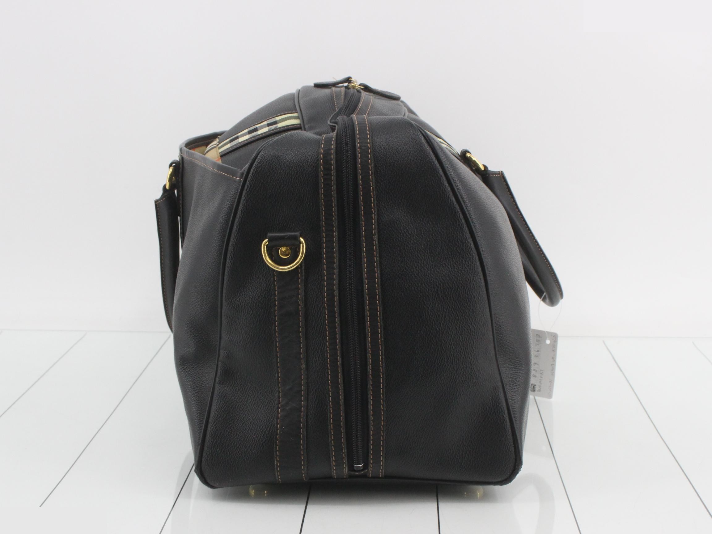 Burberrys Nova Check Leather Boston Bag — view 4