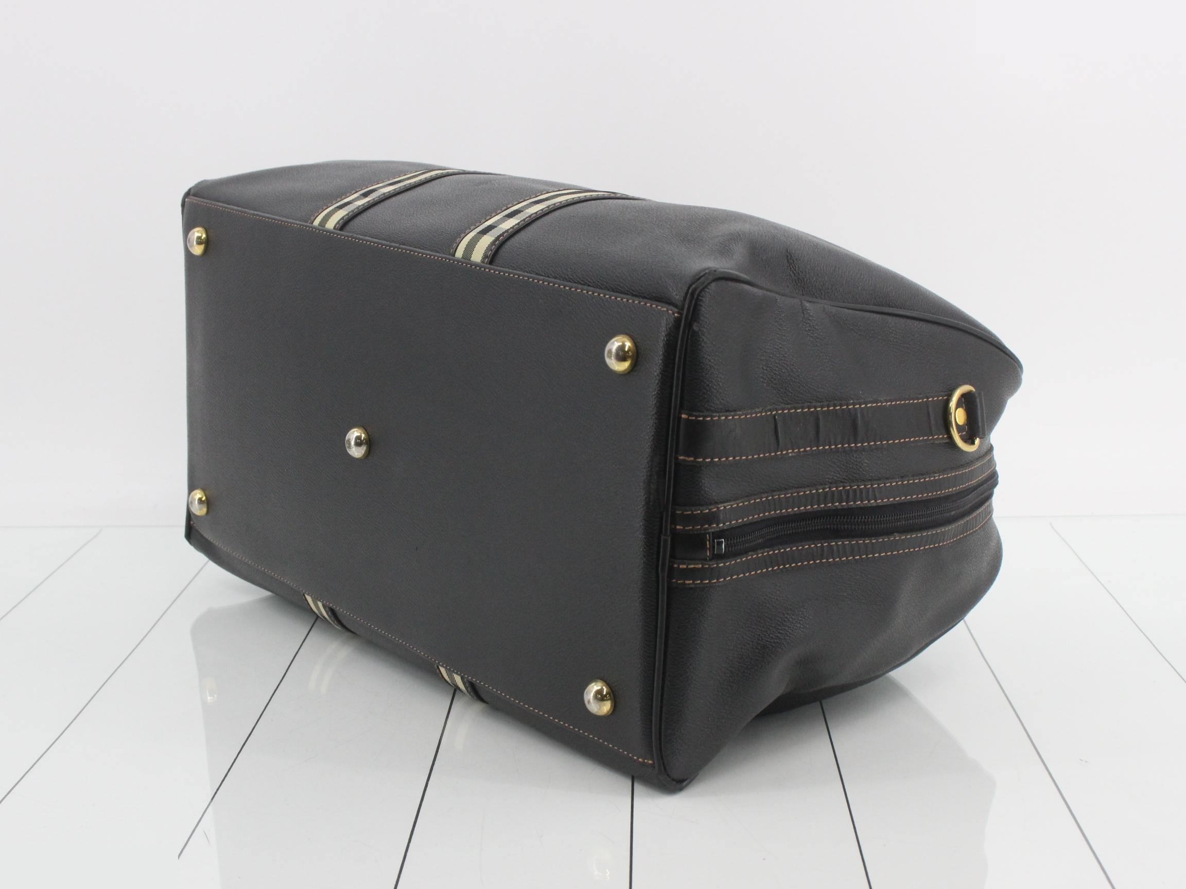 Burberrys Nova Check Leather Boston Bag — view 6