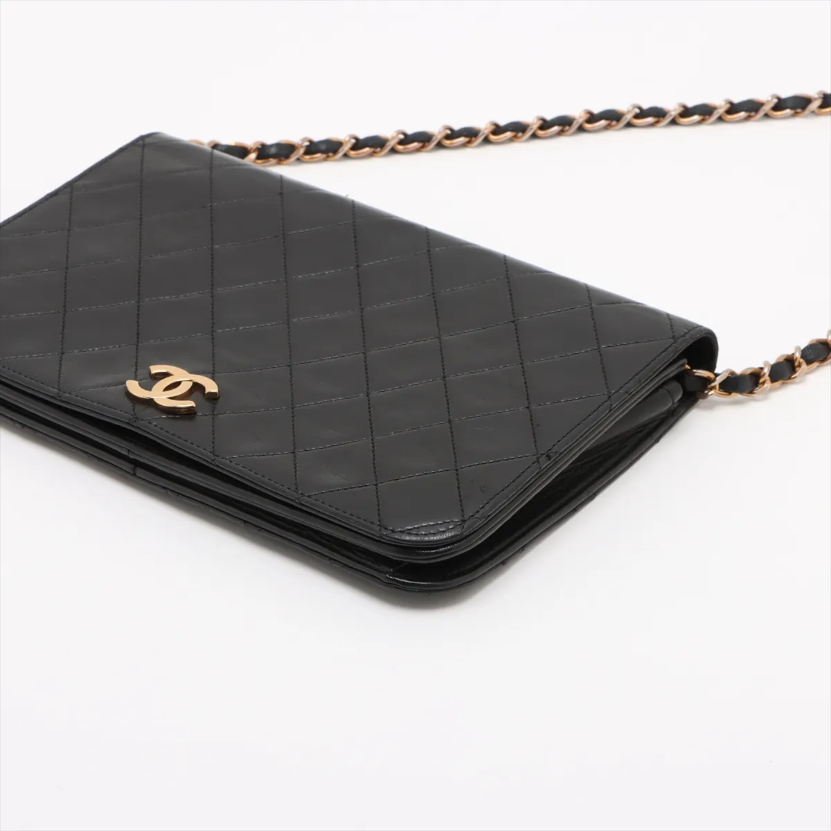 Matelasse Lambskin Chain Shoulder Bag Push Lock Black Gold Hardware 5661960 5th Series — view 3