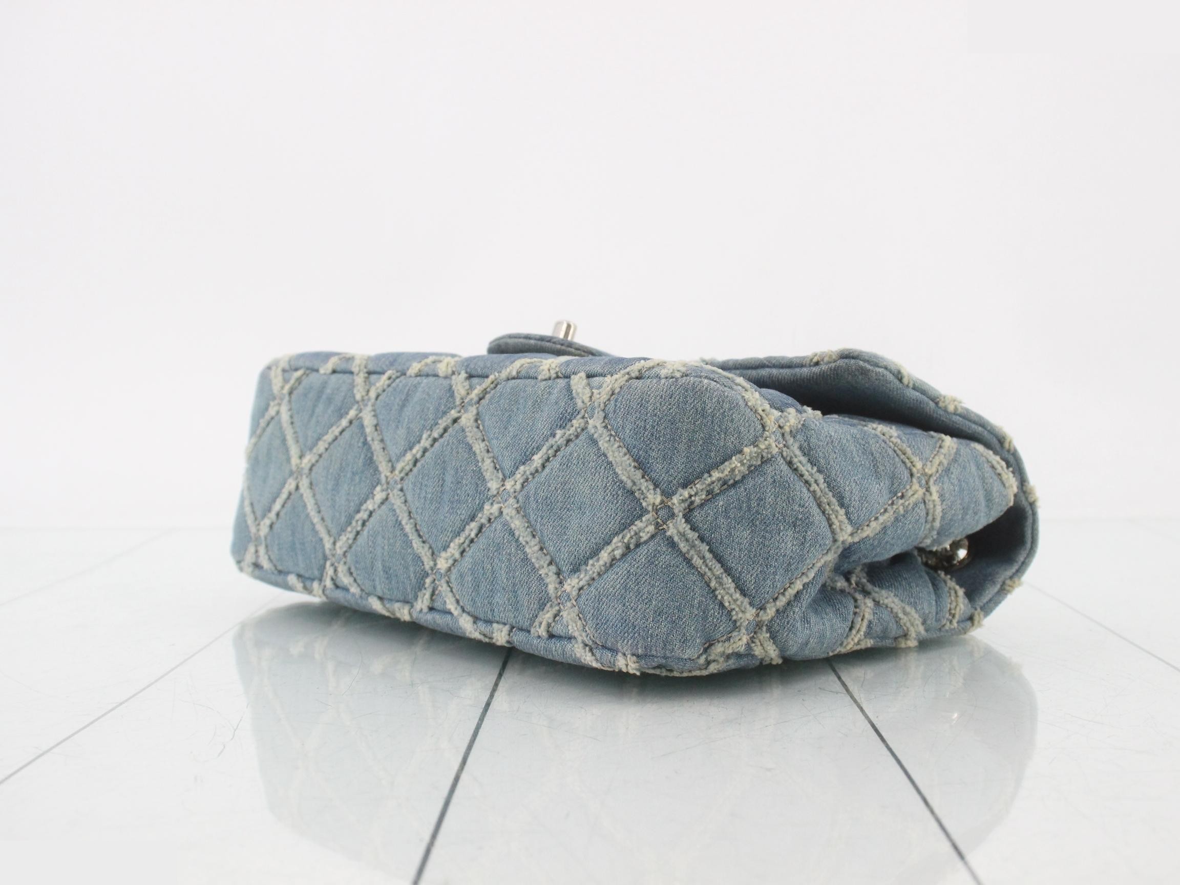 Denim Mini Matelassé Shoulder Bag — view 6