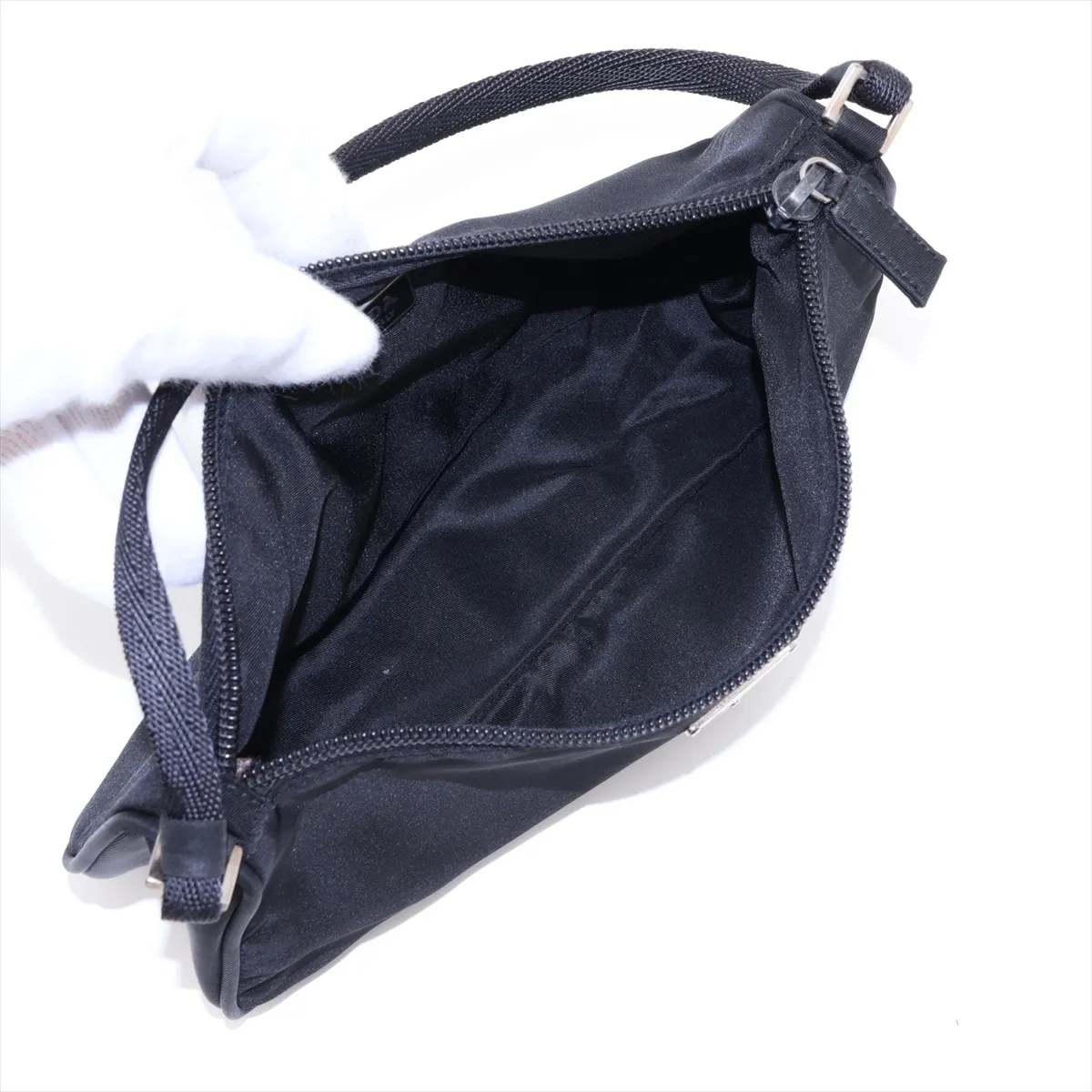 Tessuto Nylon Handbag, Black — view 7