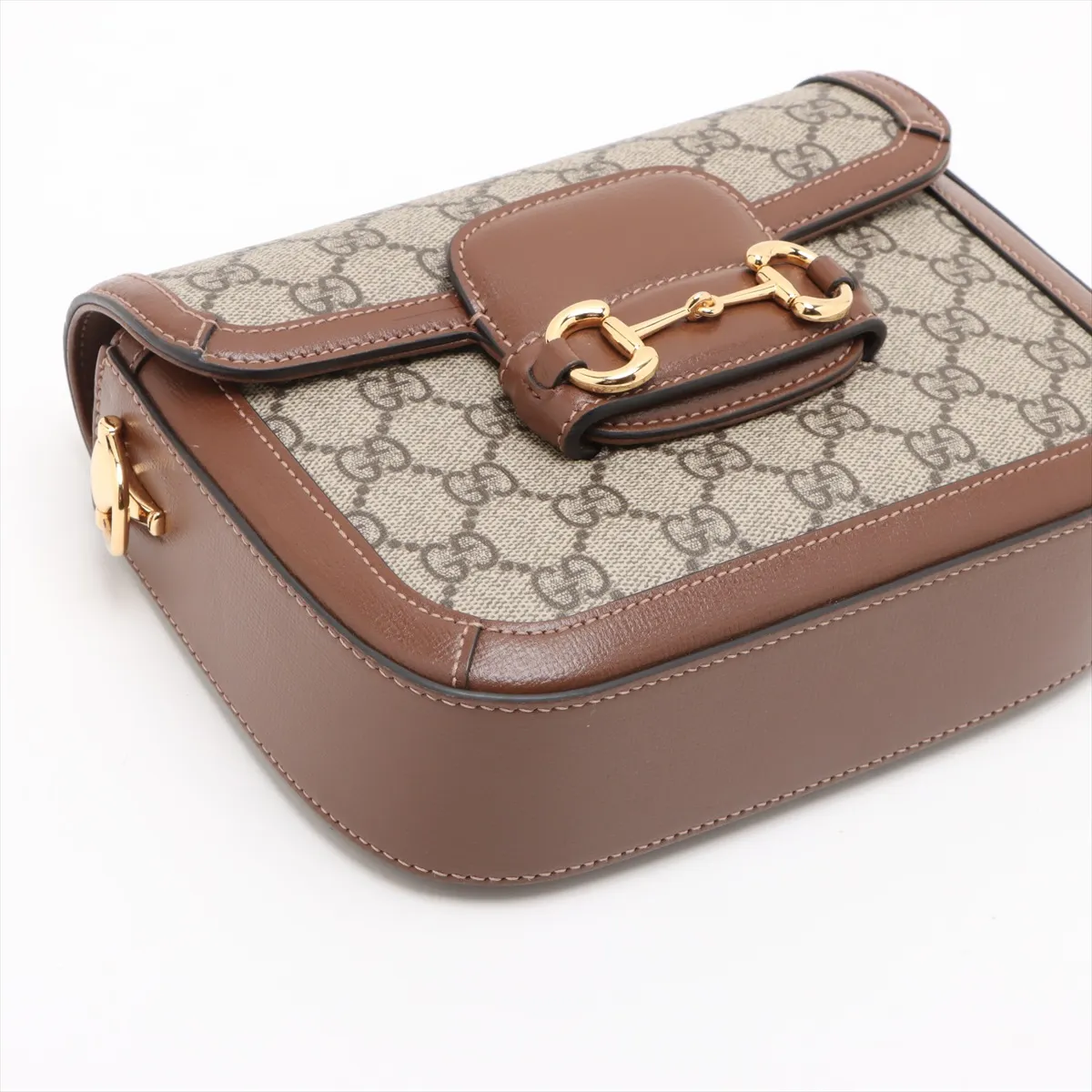 GG Supreme Horsebit 1955 PVC x Leather Shoulder Bag, Beige x Brown, 658574 — view 4
