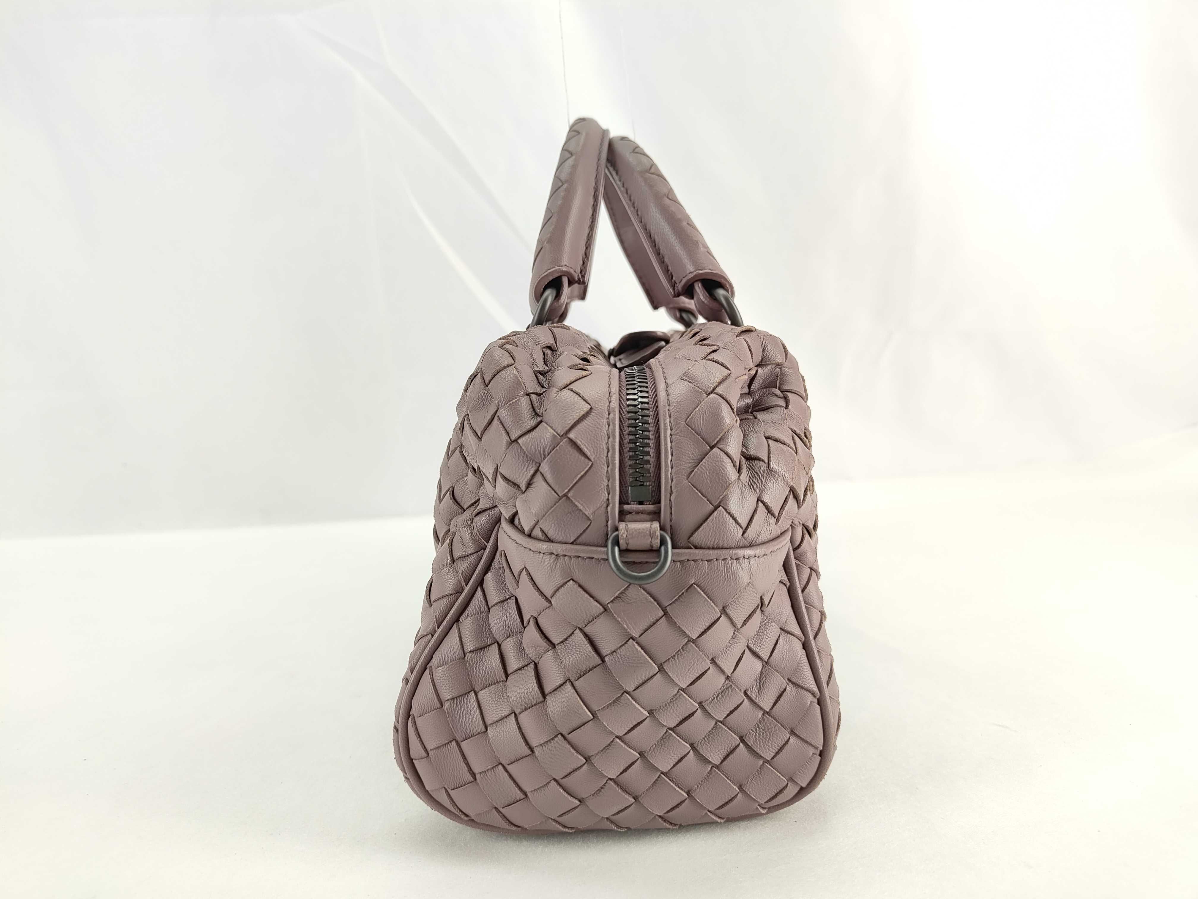 Intrecciato Convertible Boston Bag Leather Purple Sling Bag — view 3