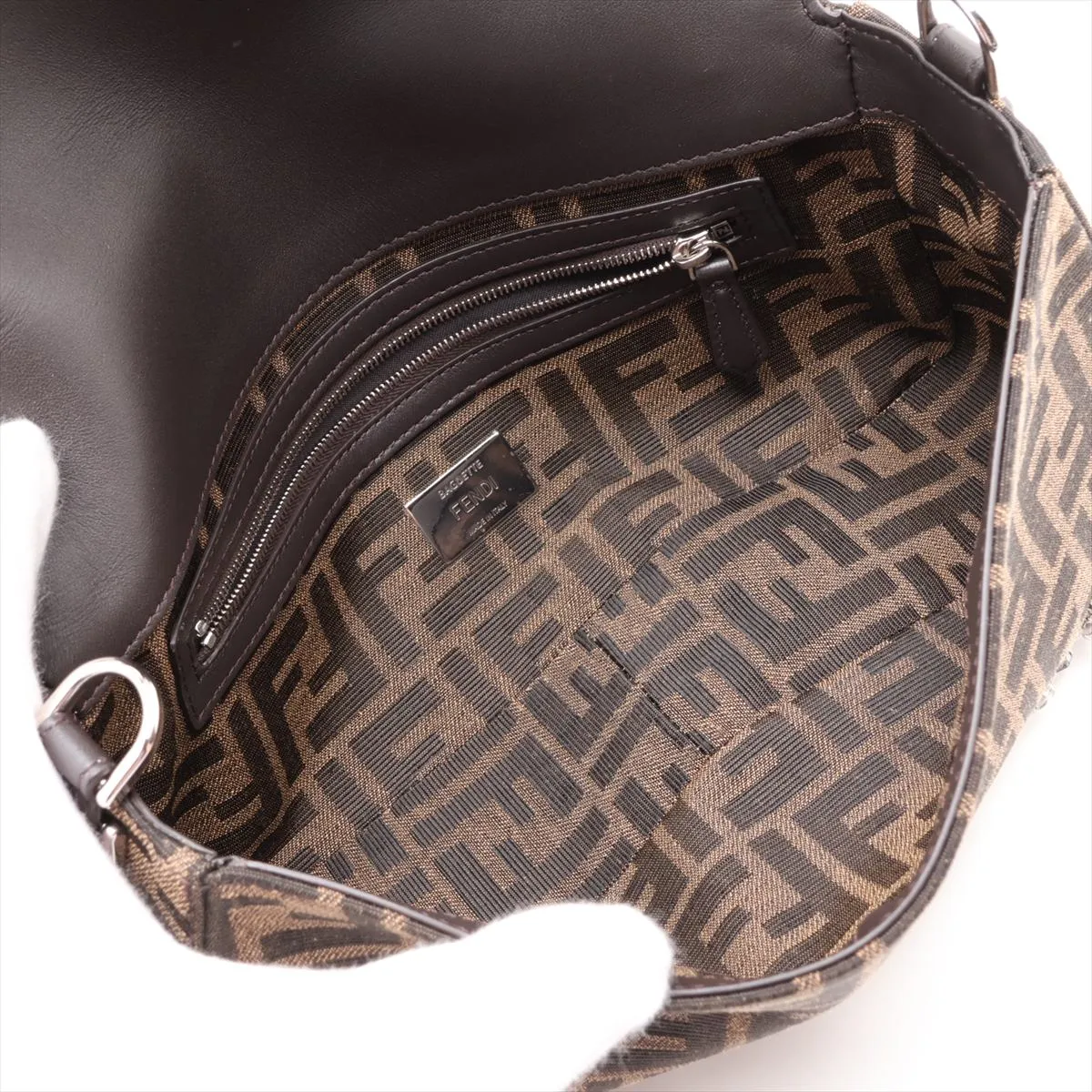 Zucca 8BR600 Canvas x Leather Shoulder Bag Brown — view 7