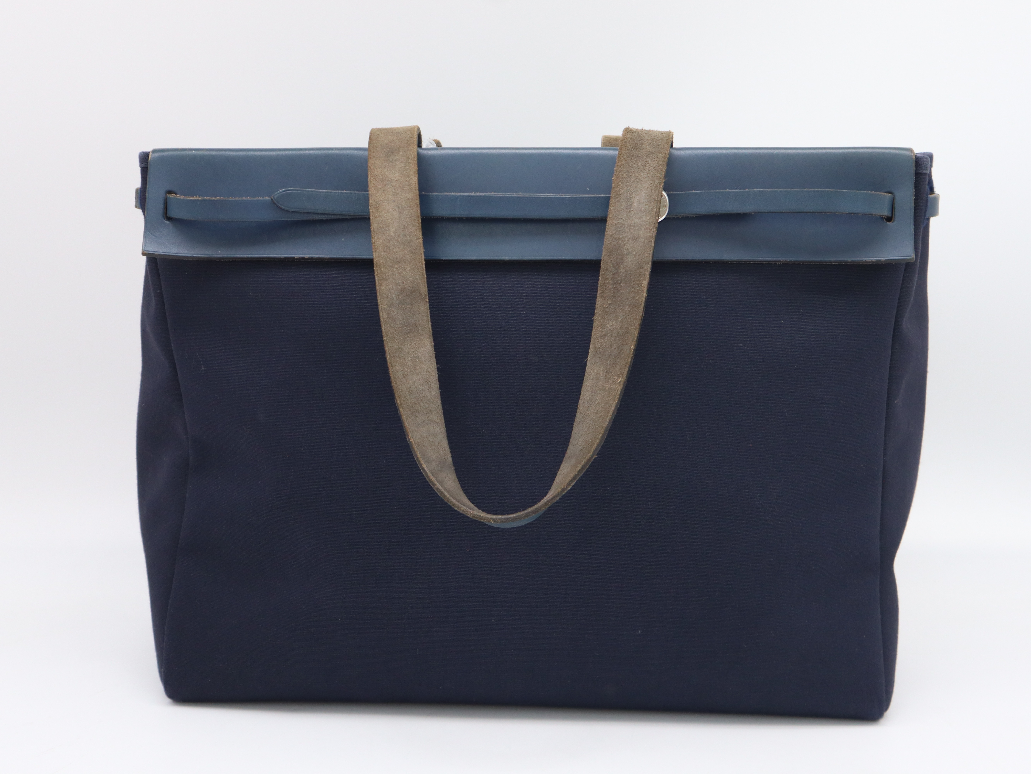 Herbag Cabas GM F stamp Toile Officier Navy Tote bag with spare bag and dust bag — view 2
