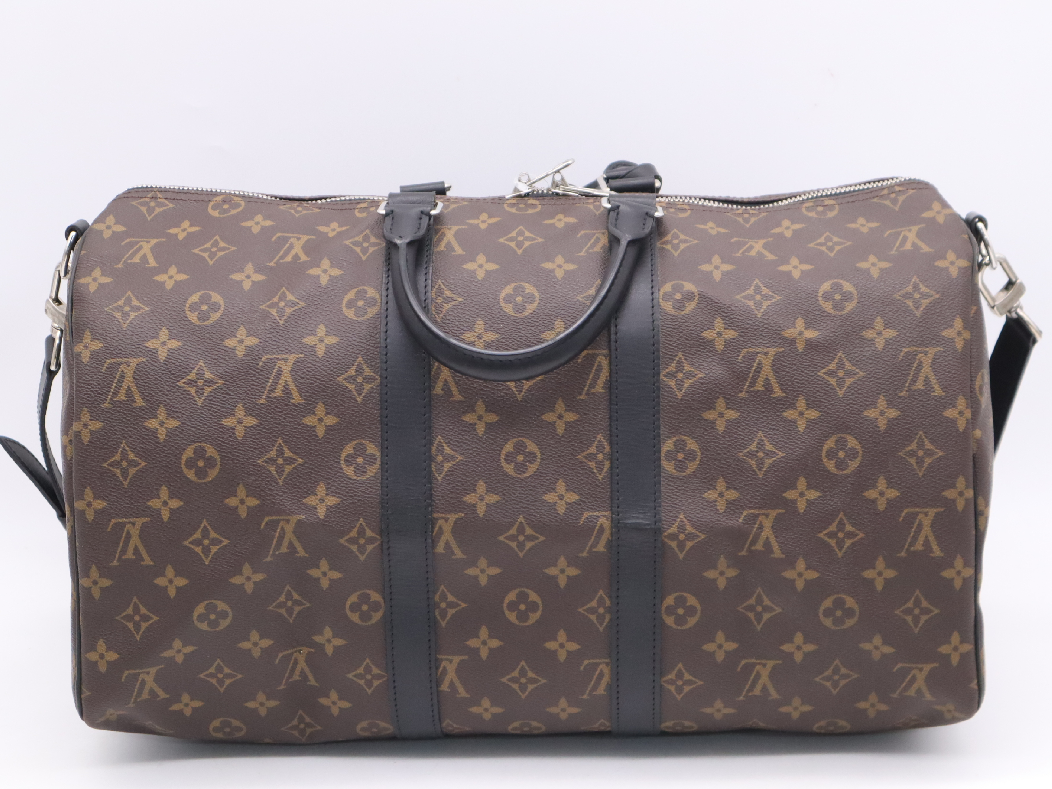 M56711 Monogram Macassar Keepall Bandoulière 45 Boston Bag with Shoulder Strap, Name Tag, Handle Strap, and Dust Bag — view 2