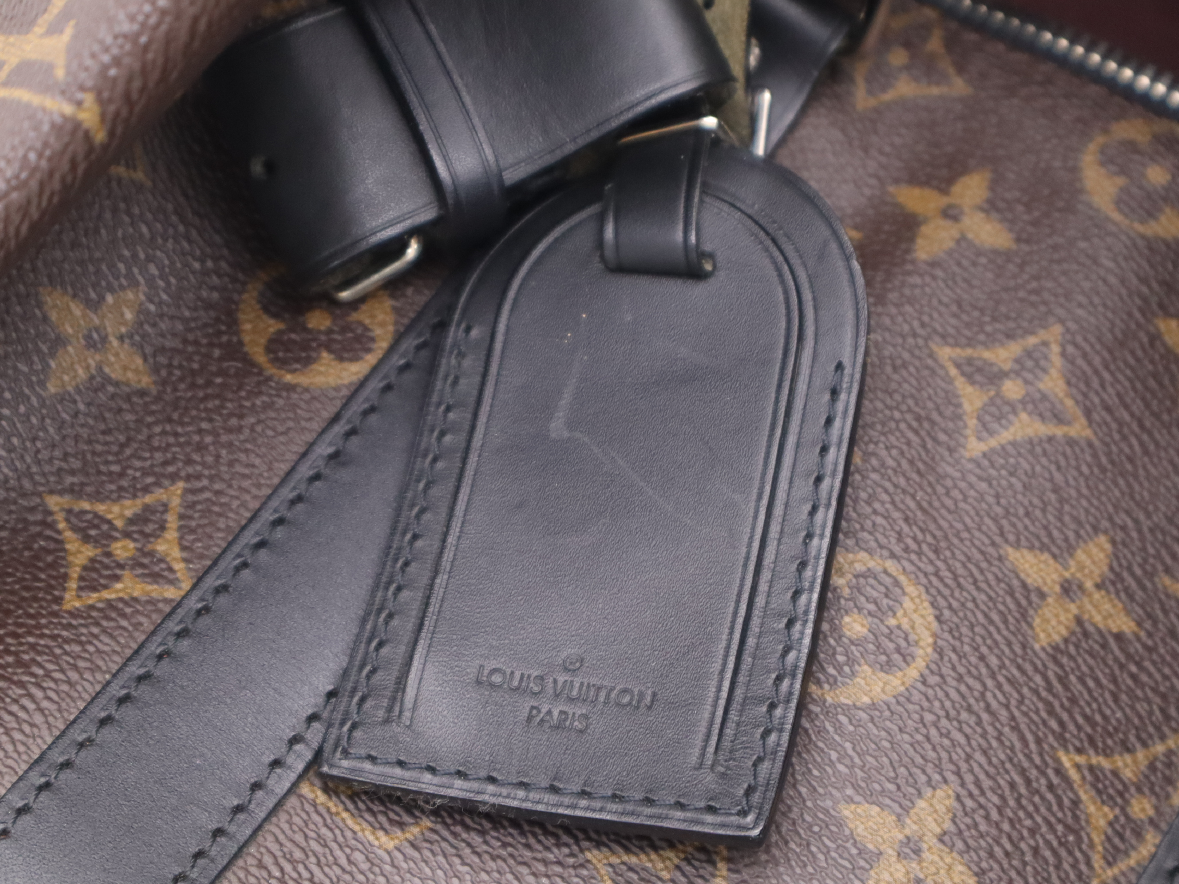 M56711 Monogram Macassar Keepall Bandoulière 45 Boston Bag with Shoulder Strap, Name Tag, Handle Strap, and Dust Bag — view 13