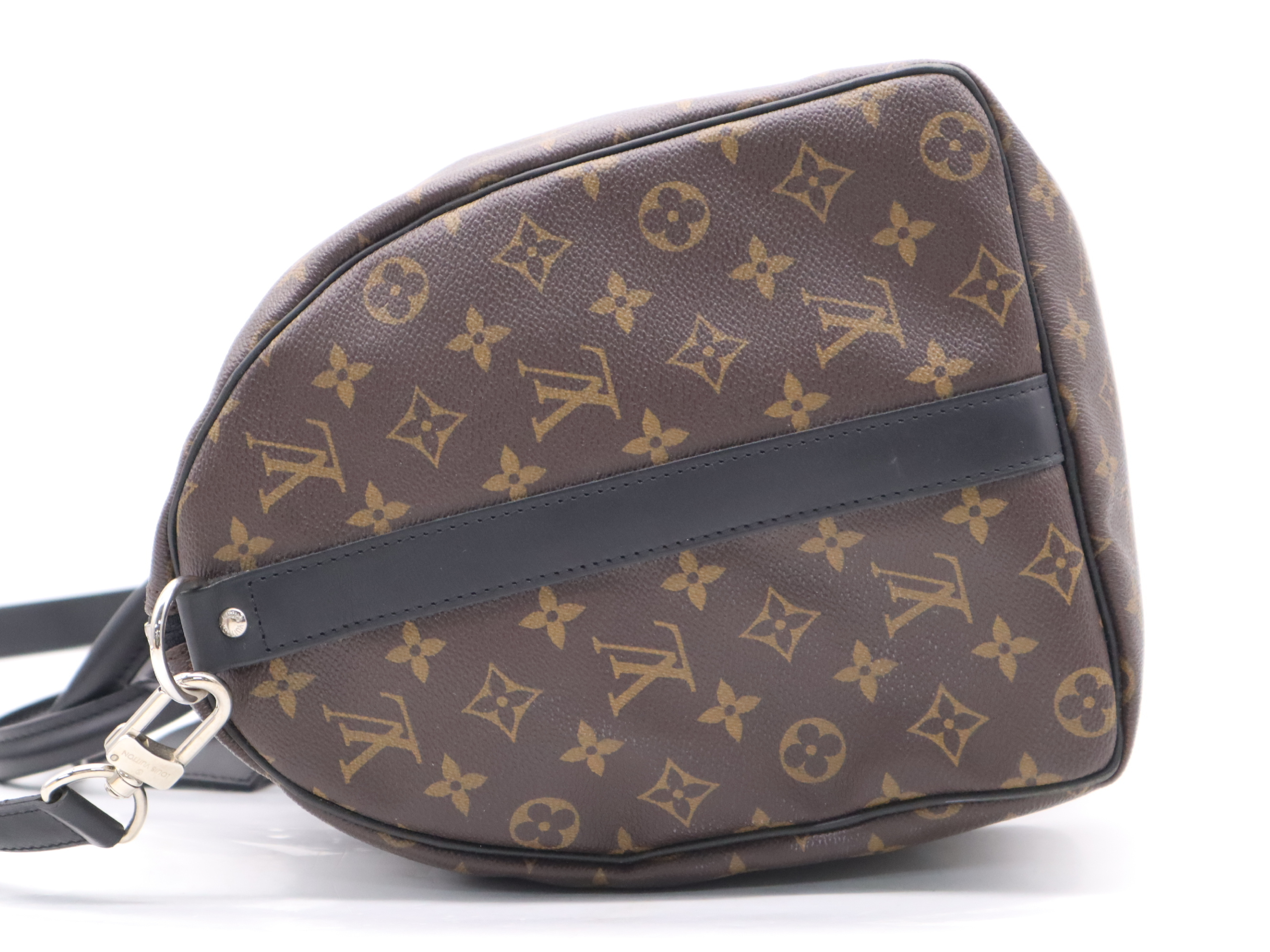 M56711 Monogram Macassar Keepall Bandoulière 45 Boston Bag with Shoulder Strap, Name Tag, Handle Strap, and Dust Bag — view 3