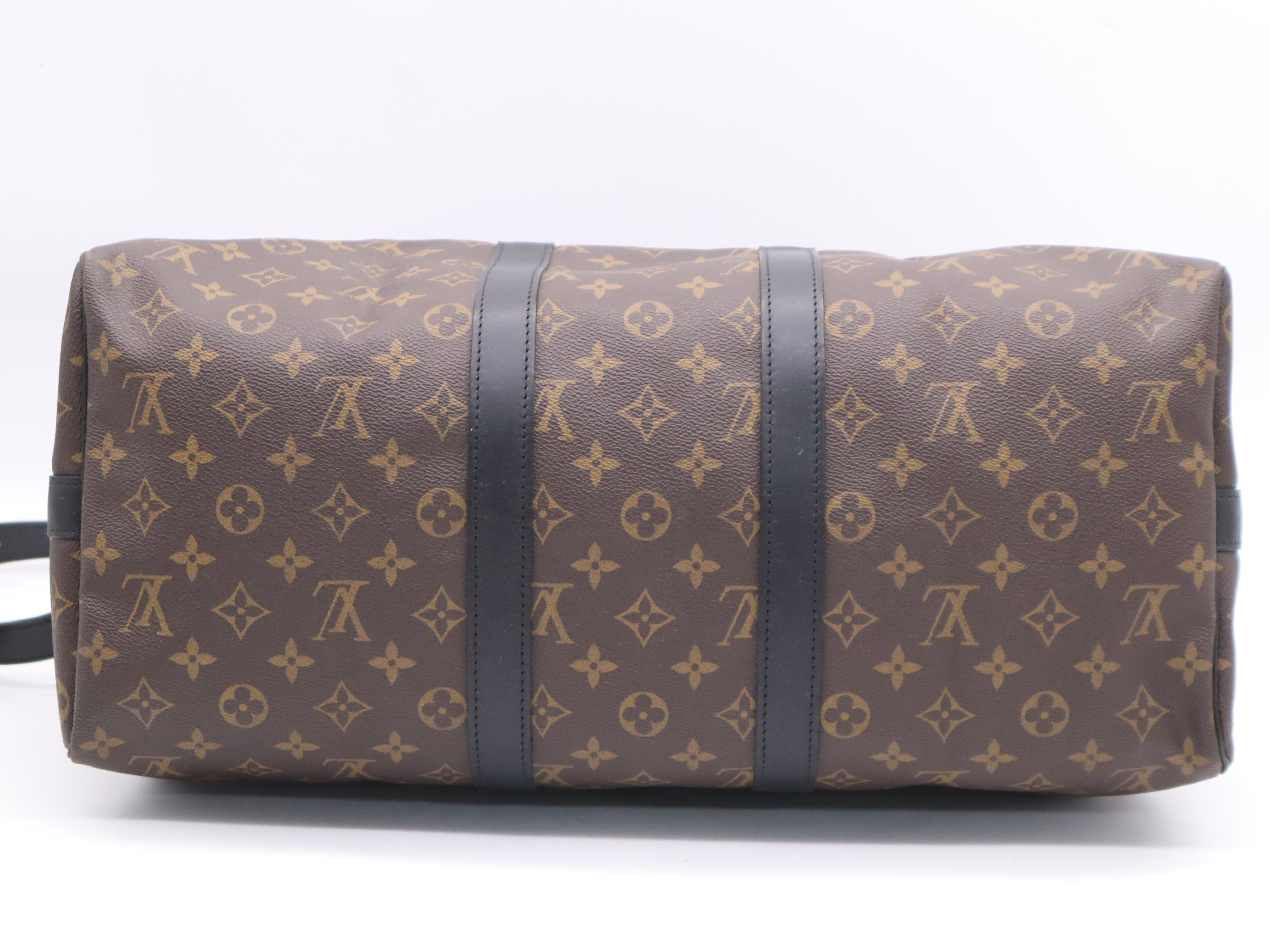 M56711 Monogram Macassar Keepall Bandoulière 45 Boston Bag with Shoulder Strap, Name Tag, Handle Strap, and Dust Bag — view 4
