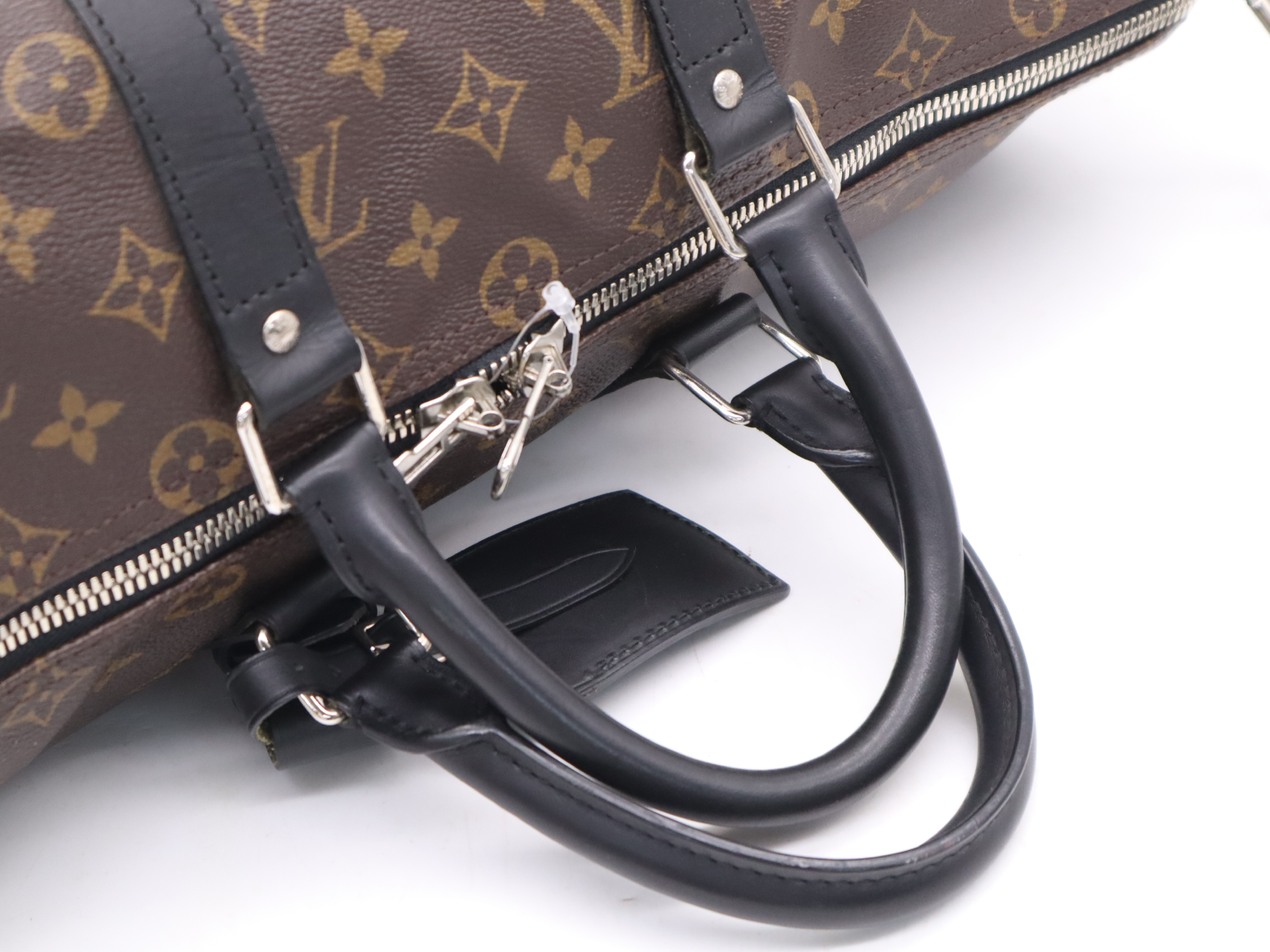M56711 Monogram Macassar Keepall Bandoulière 45 Boston Bag with Shoulder Strap, Name Tag, Handle Strap, and Dust Bag — view 6
