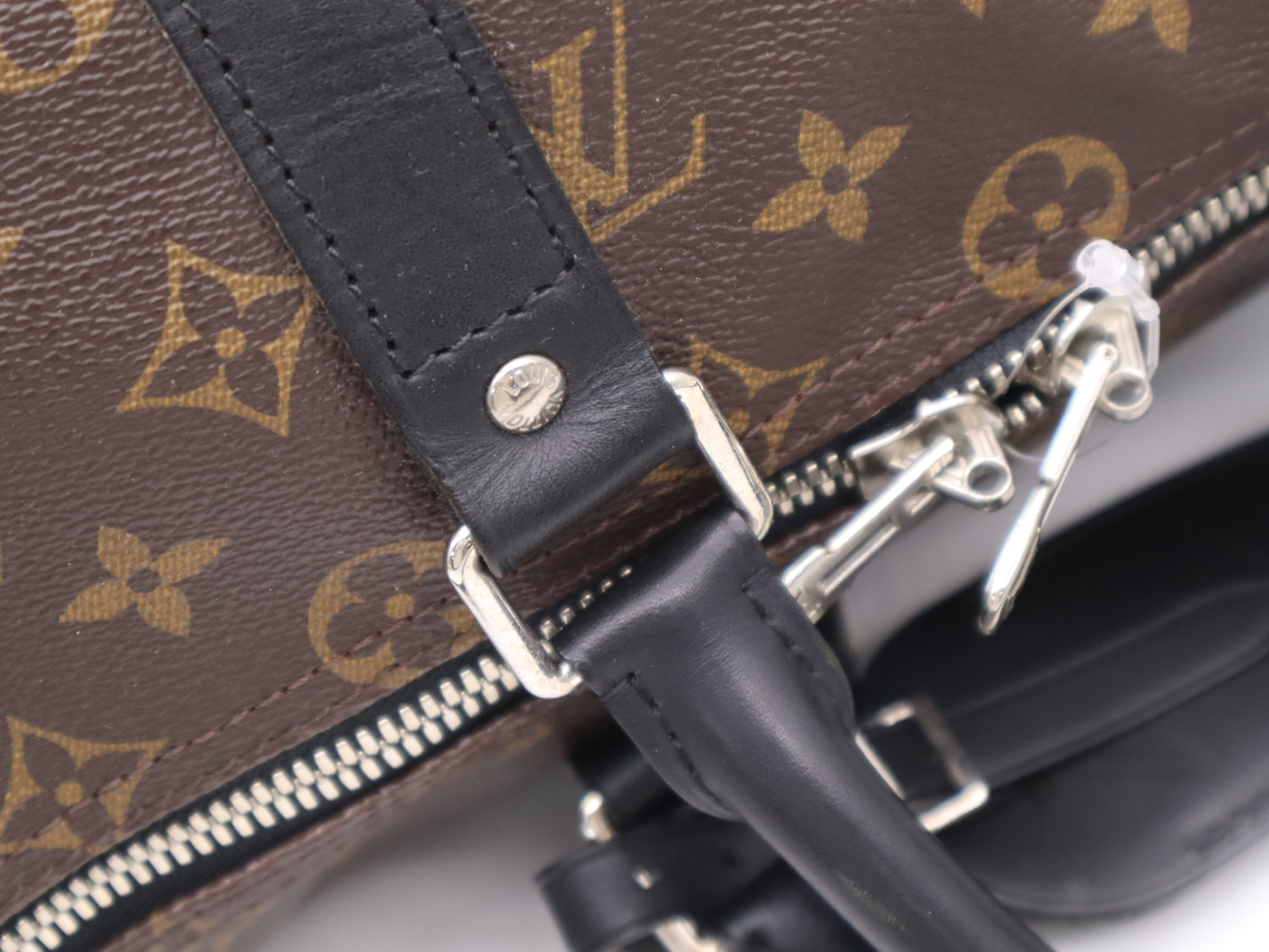 M56711 Monogram Macassar Keepall Bandoulière 45 Boston Bag with Shoulder Strap, Name Tag, Handle Strap, and Dust Bag — view 7