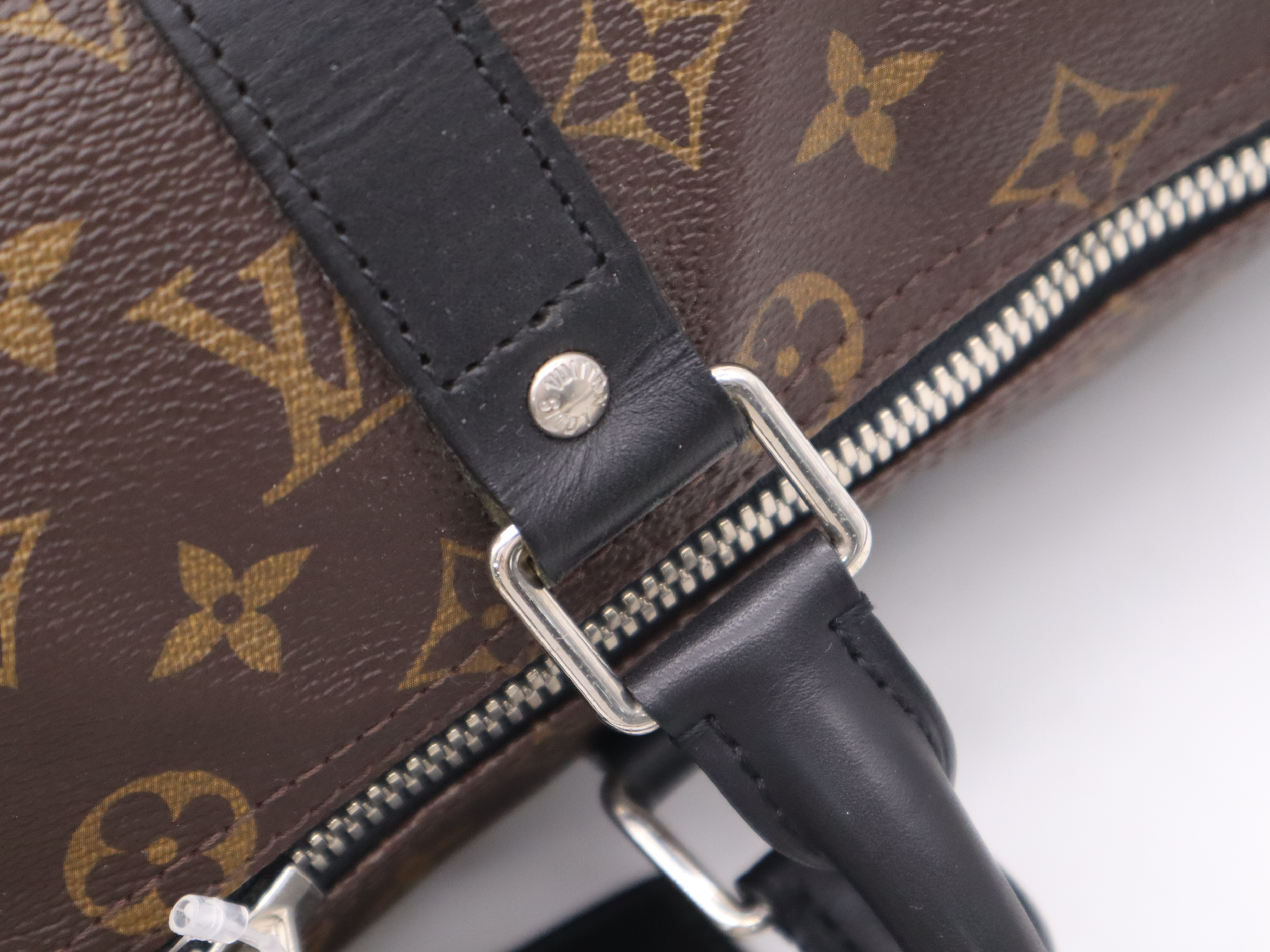 M56711 Monogram Macassar Keepall Bandoulière 45 Boston Bag with Shoulder Strap, Name Tag, Handle Strap, and Dust Bag — view 8
