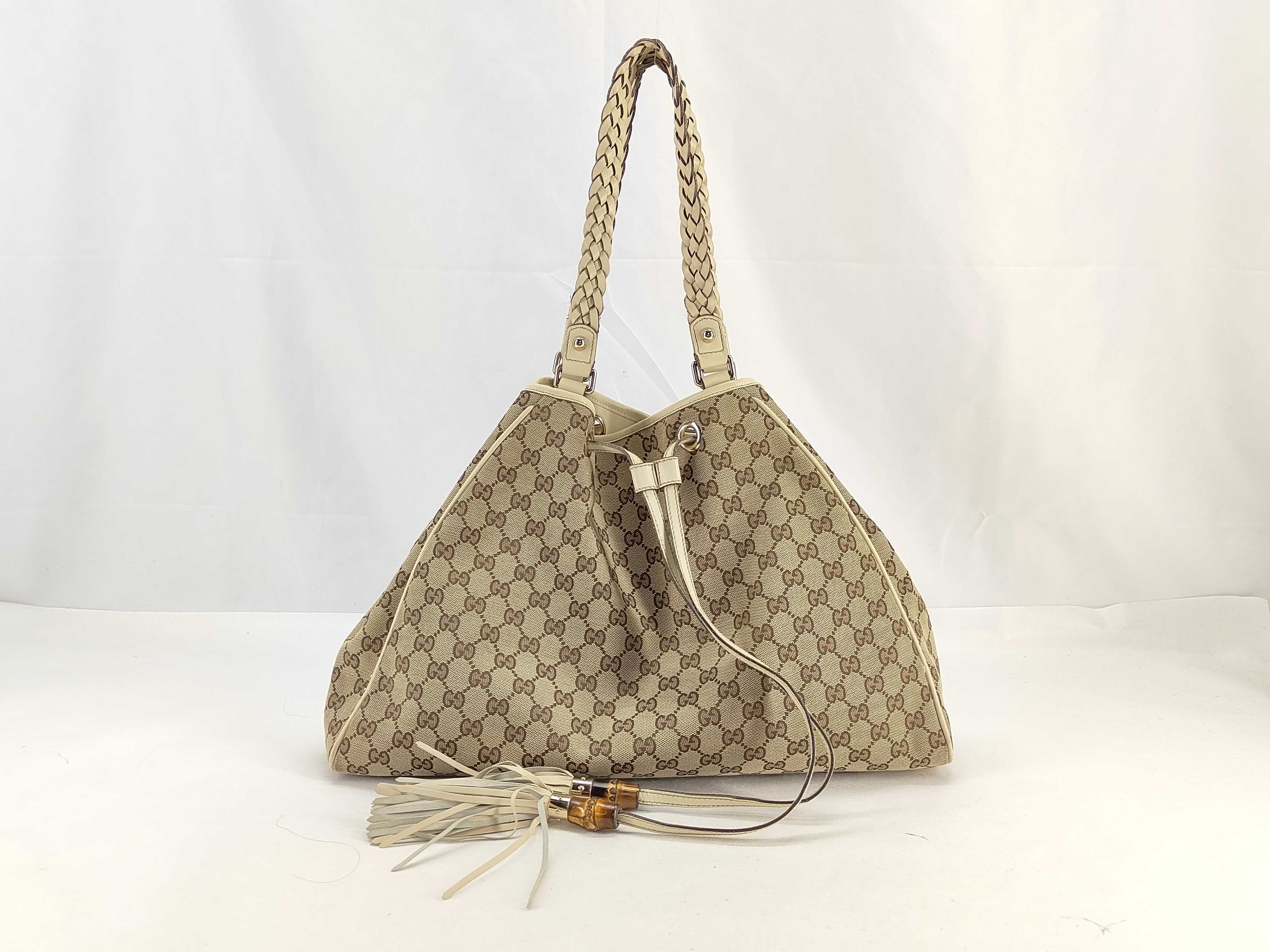 GG Canvas Bamboo Tassel Tote Bag (170206)