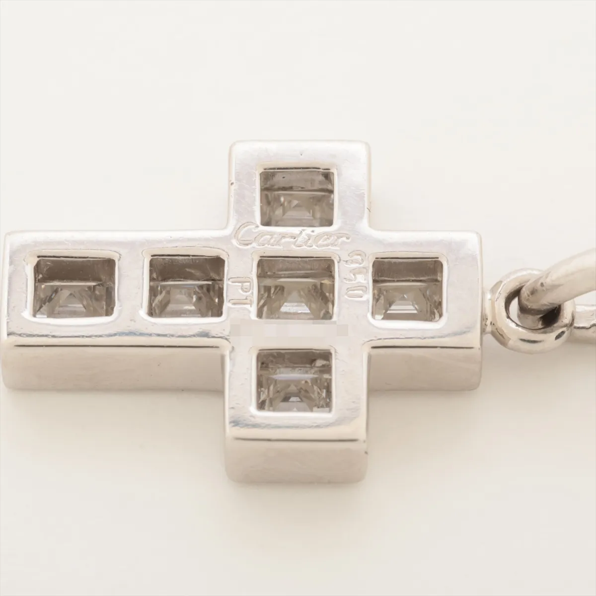 Cross Diamond Necklace, Pt950, 9.9g, 884370. Chain is aftermarket. Clasp is partially — view 4