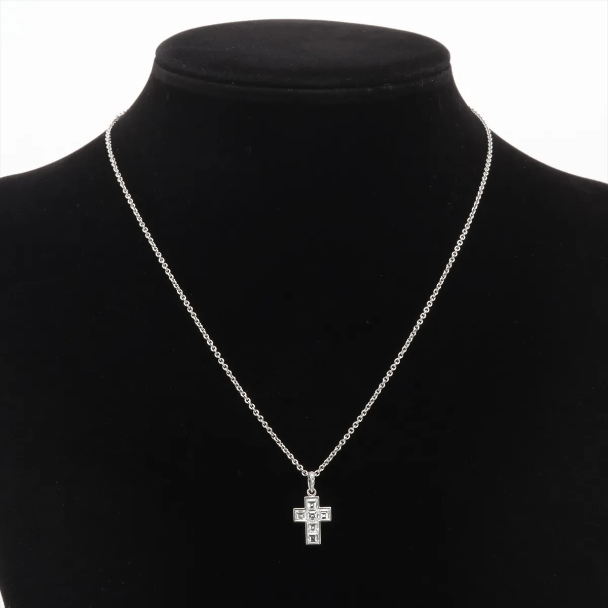 Cross Diamond Necklace, Pt950, 9.9g, 884370. Chain is aftermarket. Clasp is partially — view 5