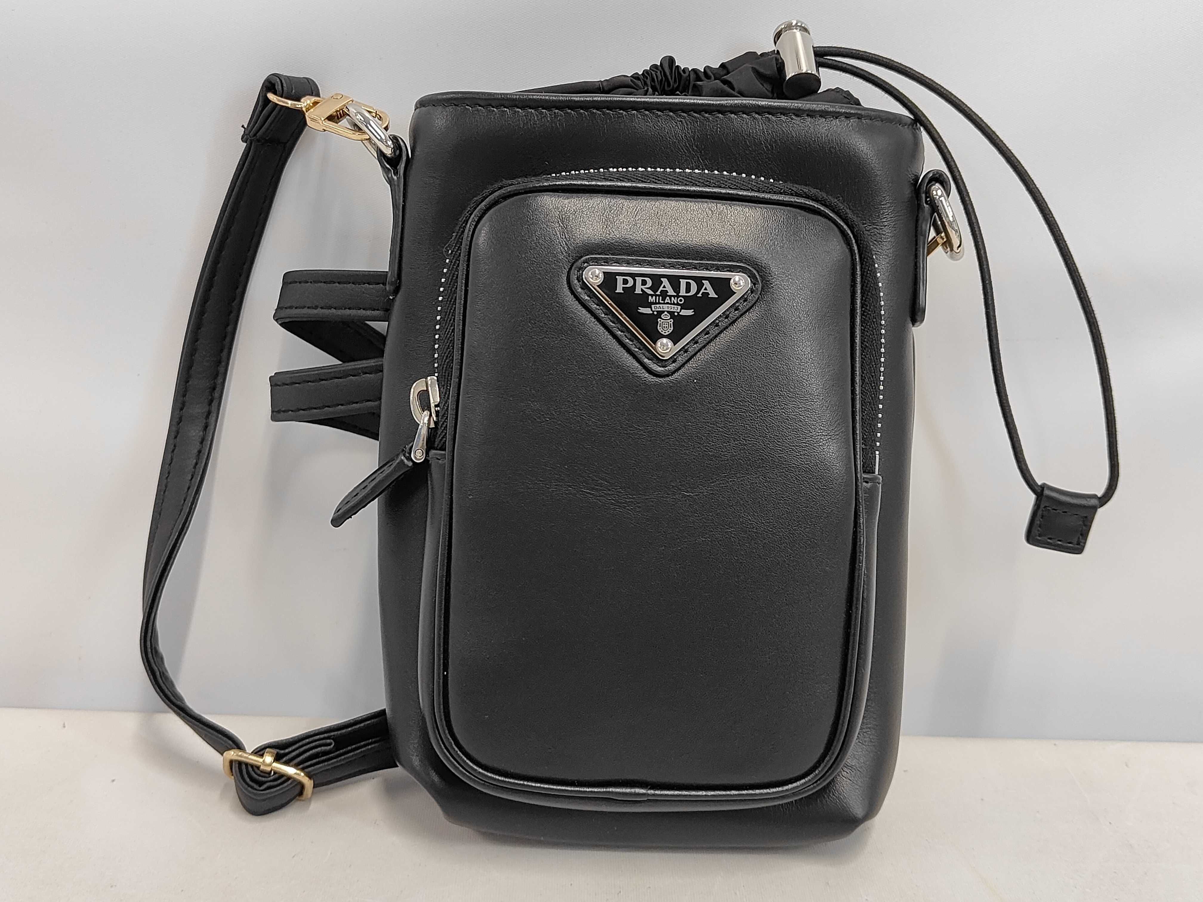 Leather x Re-Nylon 2ZH155 Shoulder Bag Black Shoulder Bag