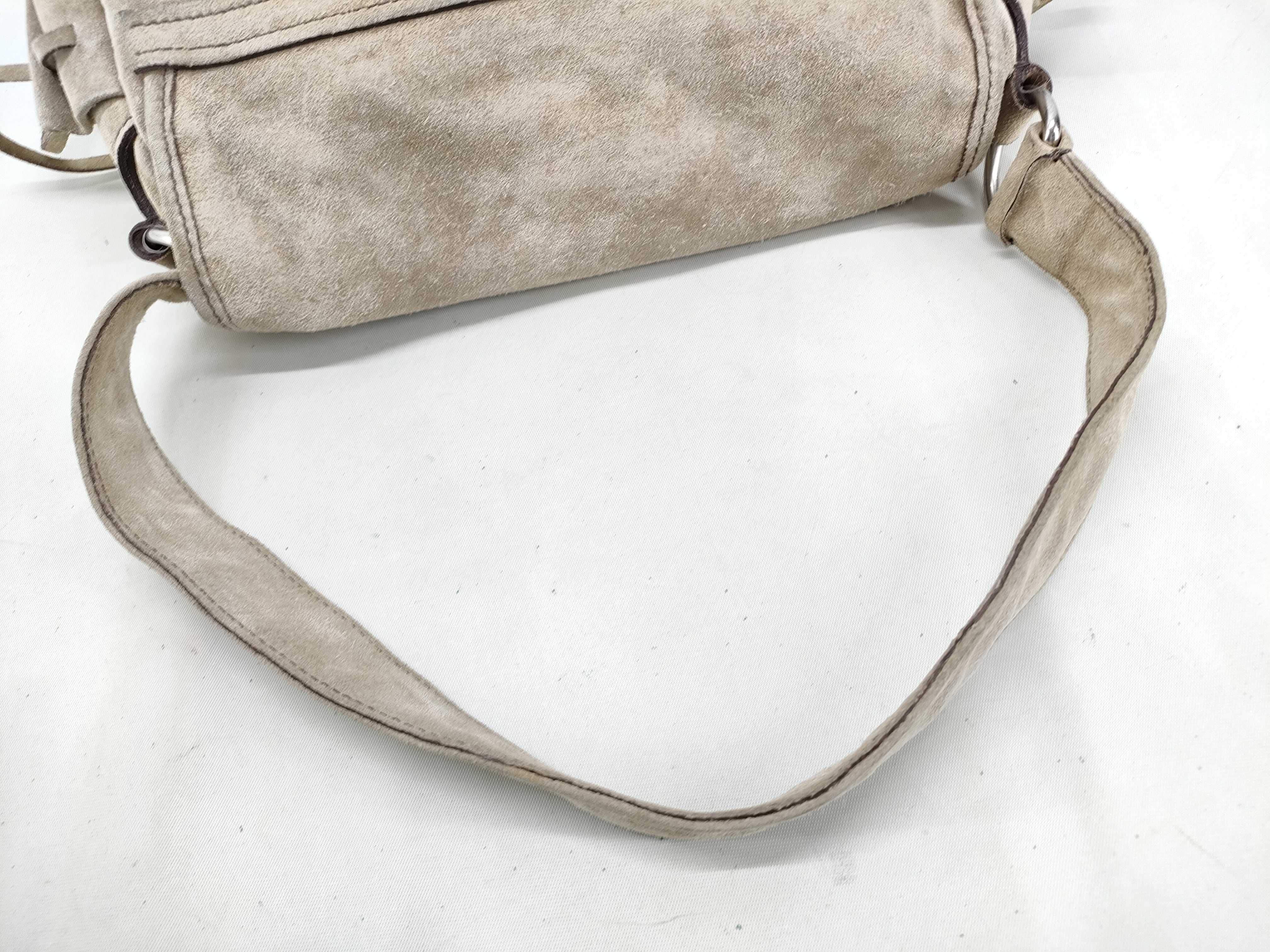 Triangle Logo Plate Suede Shoulder Bag White Tag 7 Handbag — view 5
