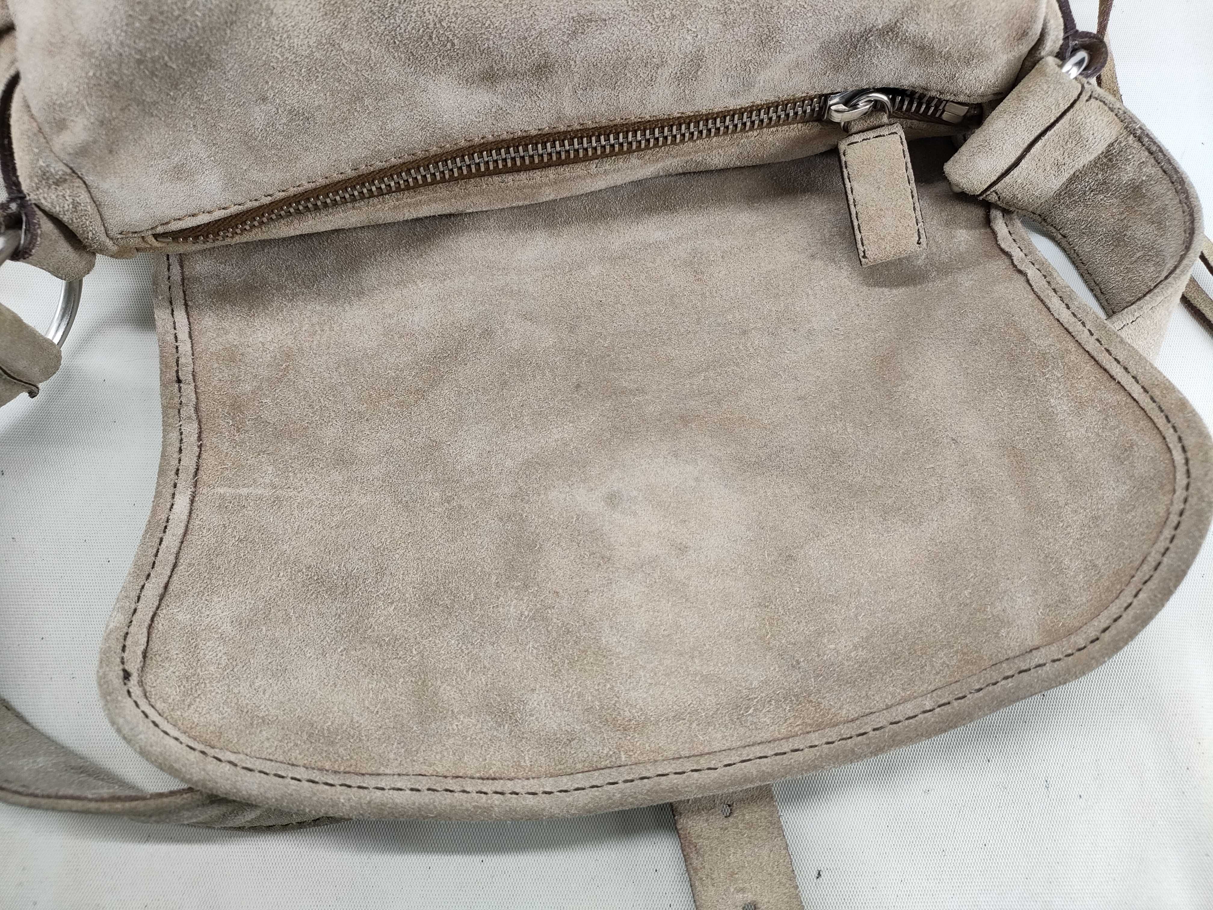 Triangle Logo Plate Suede Shoulder Bag White Tag 7 Handbag — view 8