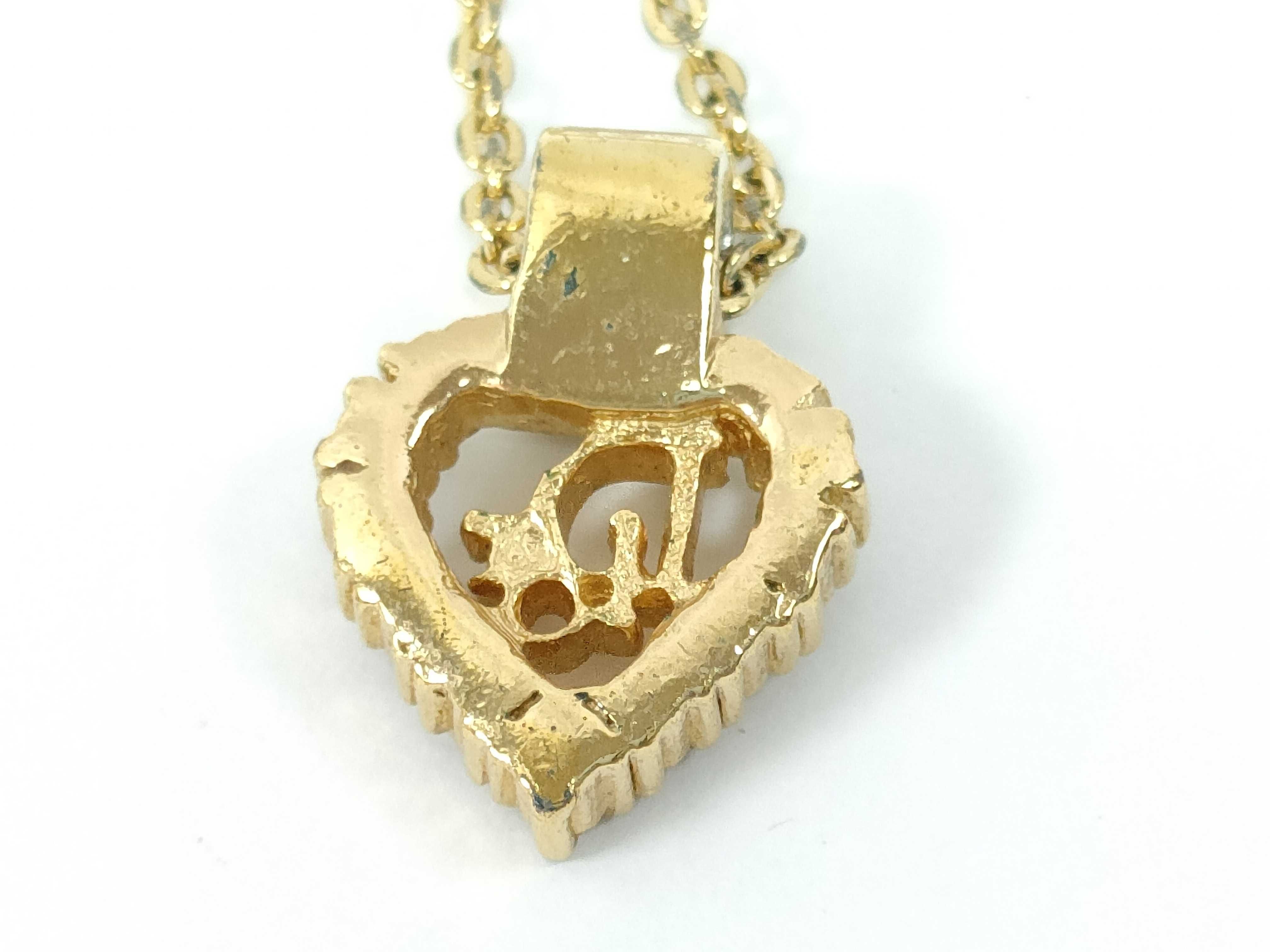 Heart Logo Rhinestone Gold Necklace — view 4