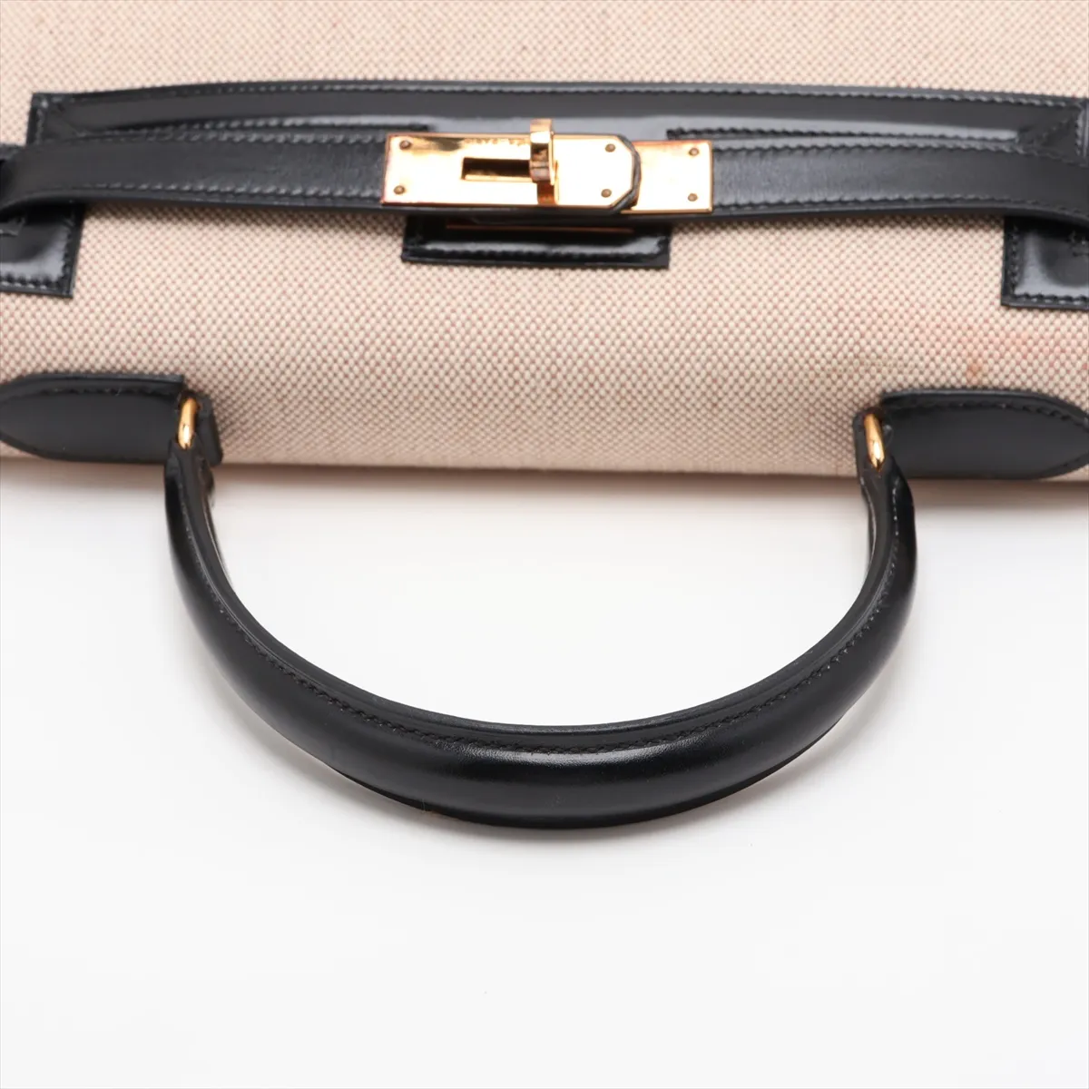 [Individually packaged] Hermes Kelly 28 Sellier Toile H x Box Calf Ecru x Black Gold Hardware J: 1980 — view 5