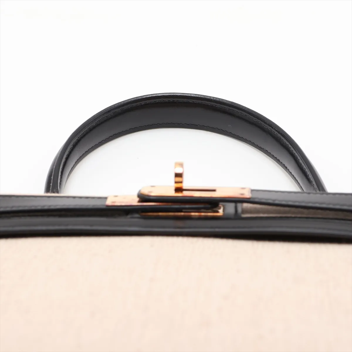 [Individually packaged] Hermes Kelly 28 Sellier Toile H x Box Calf Ecru x Black Gold Hardware J: 1980 — view 6