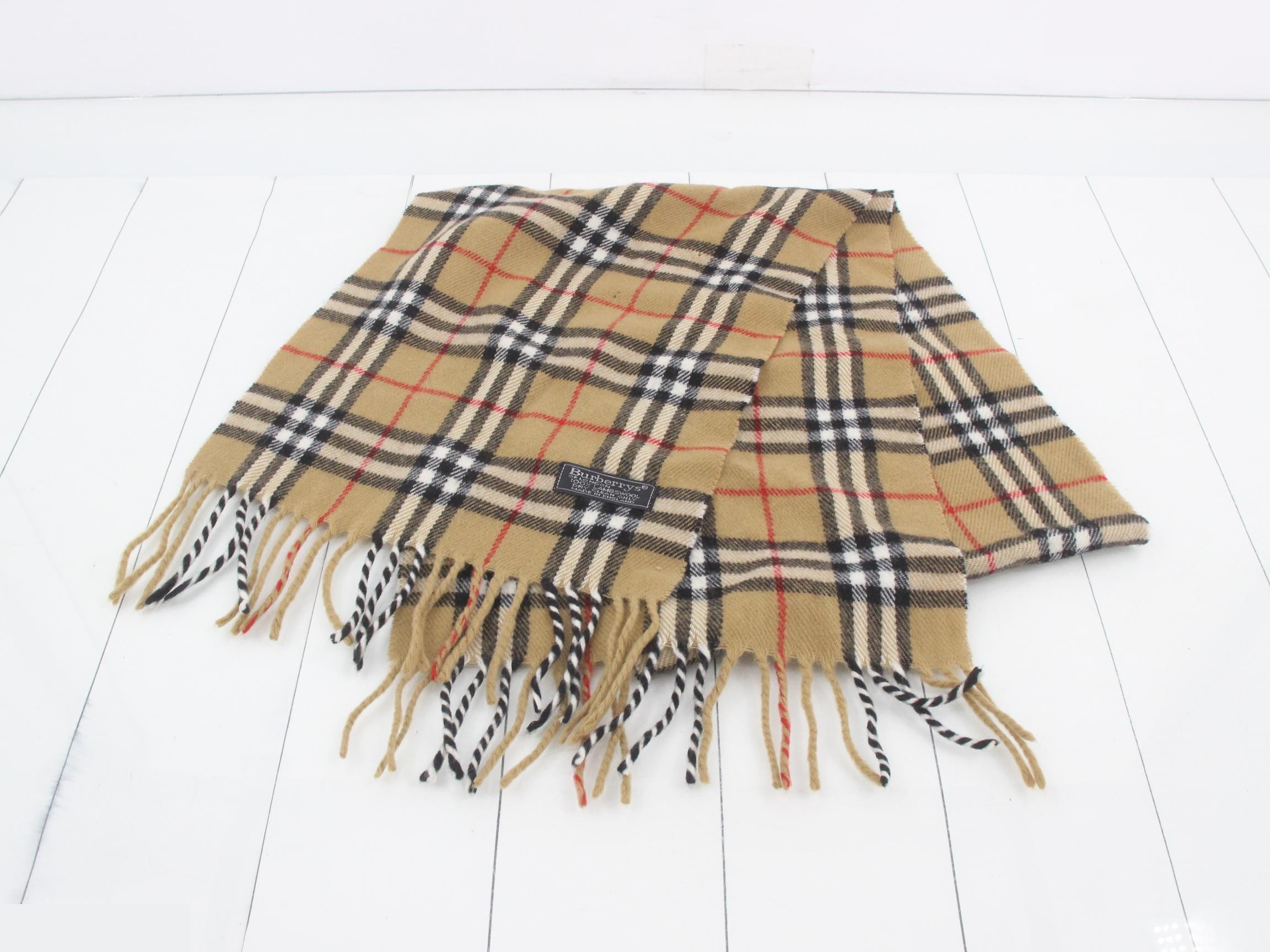 Nova Check Scarf, Beige, 100% Wool — view 2