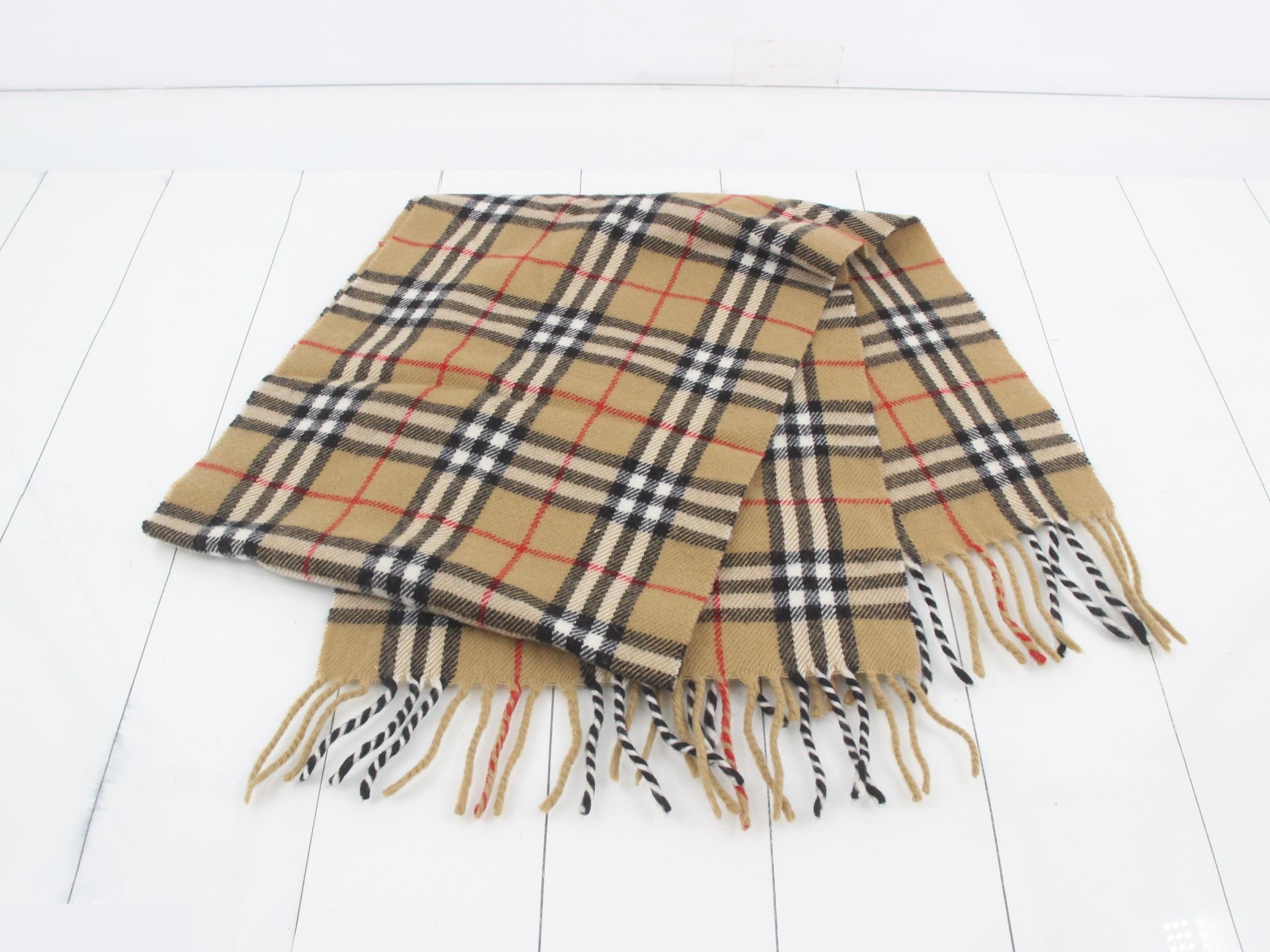 Nova Check Scarf, Beige, 100% Wool — view 3