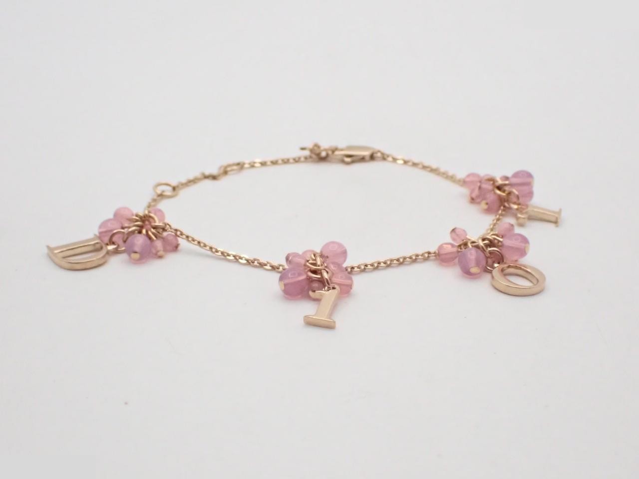 logo bead charm gold plated bracelet, wrist circumference approximately 21cm