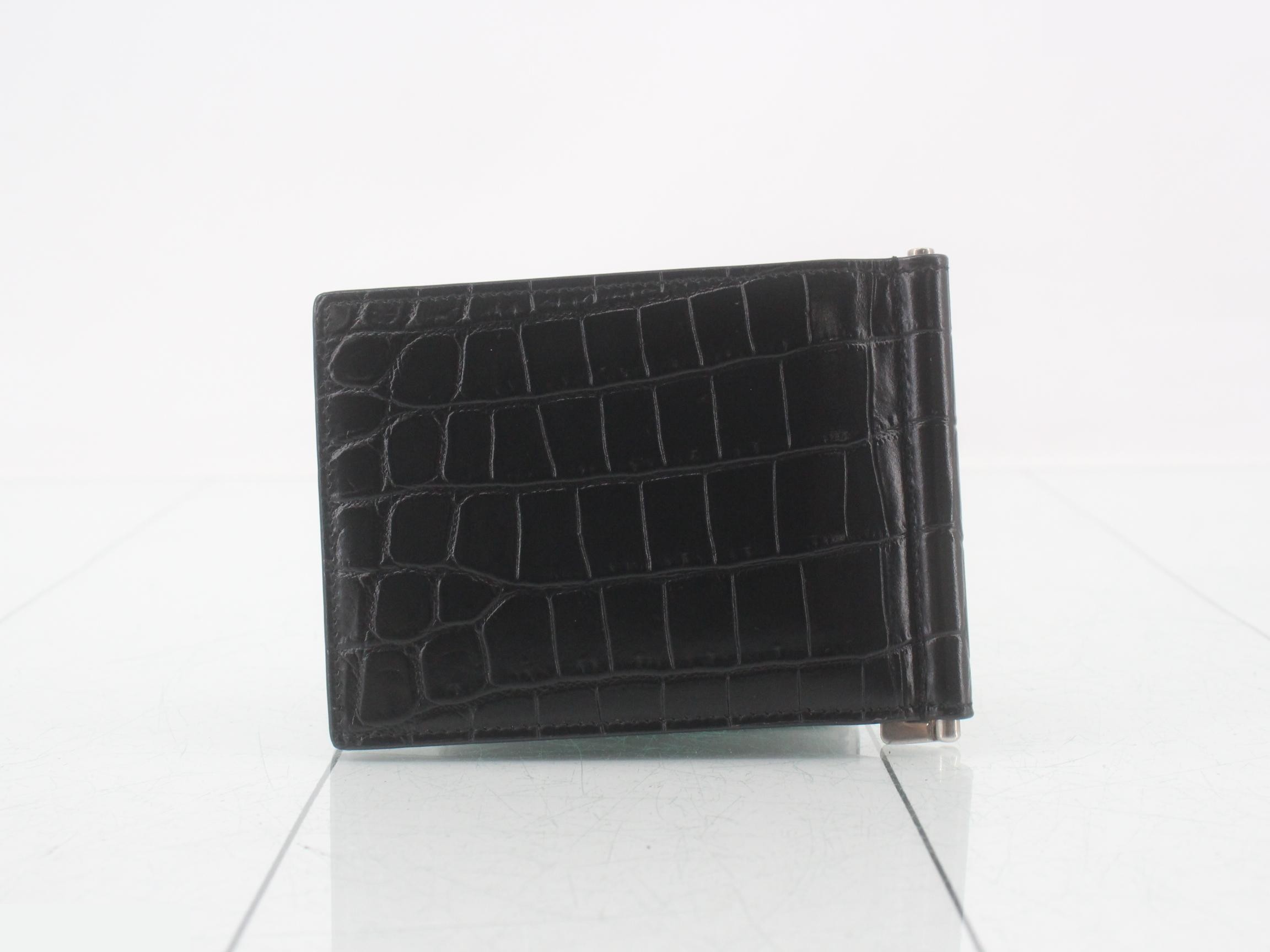 Crocodile-embossed money clip, black — view 2