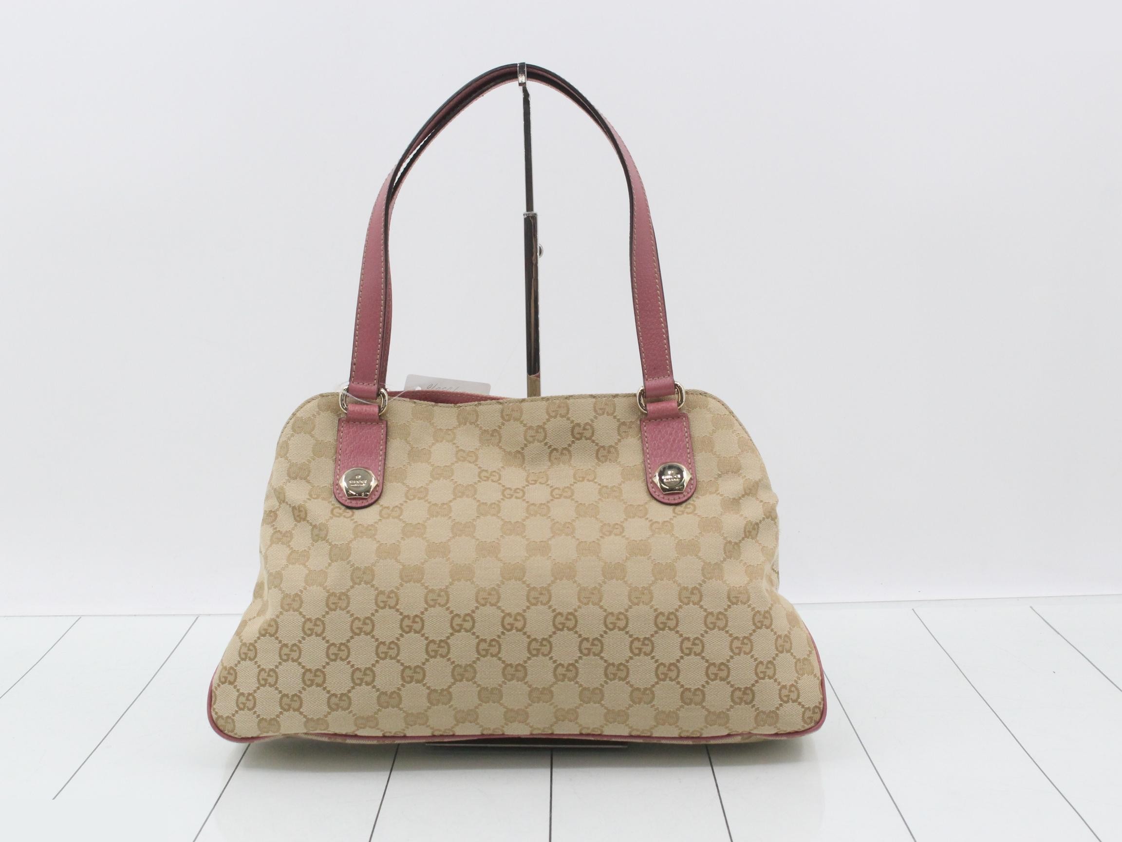 163288 GG Canvas Tote Bag, Front Pocket, Canvas, Beige — view 2