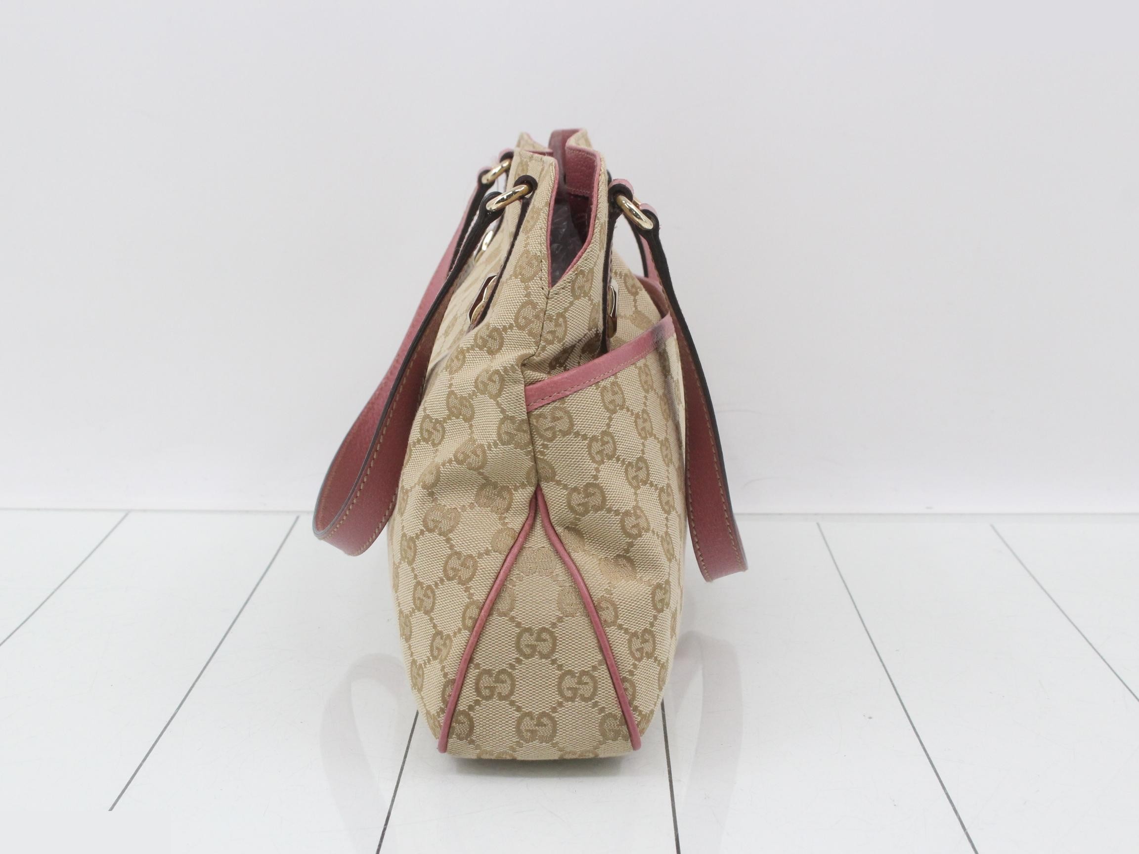 163288 GG Canvas Tote Bag, Front Pocket, Canvas, Beige — view 4