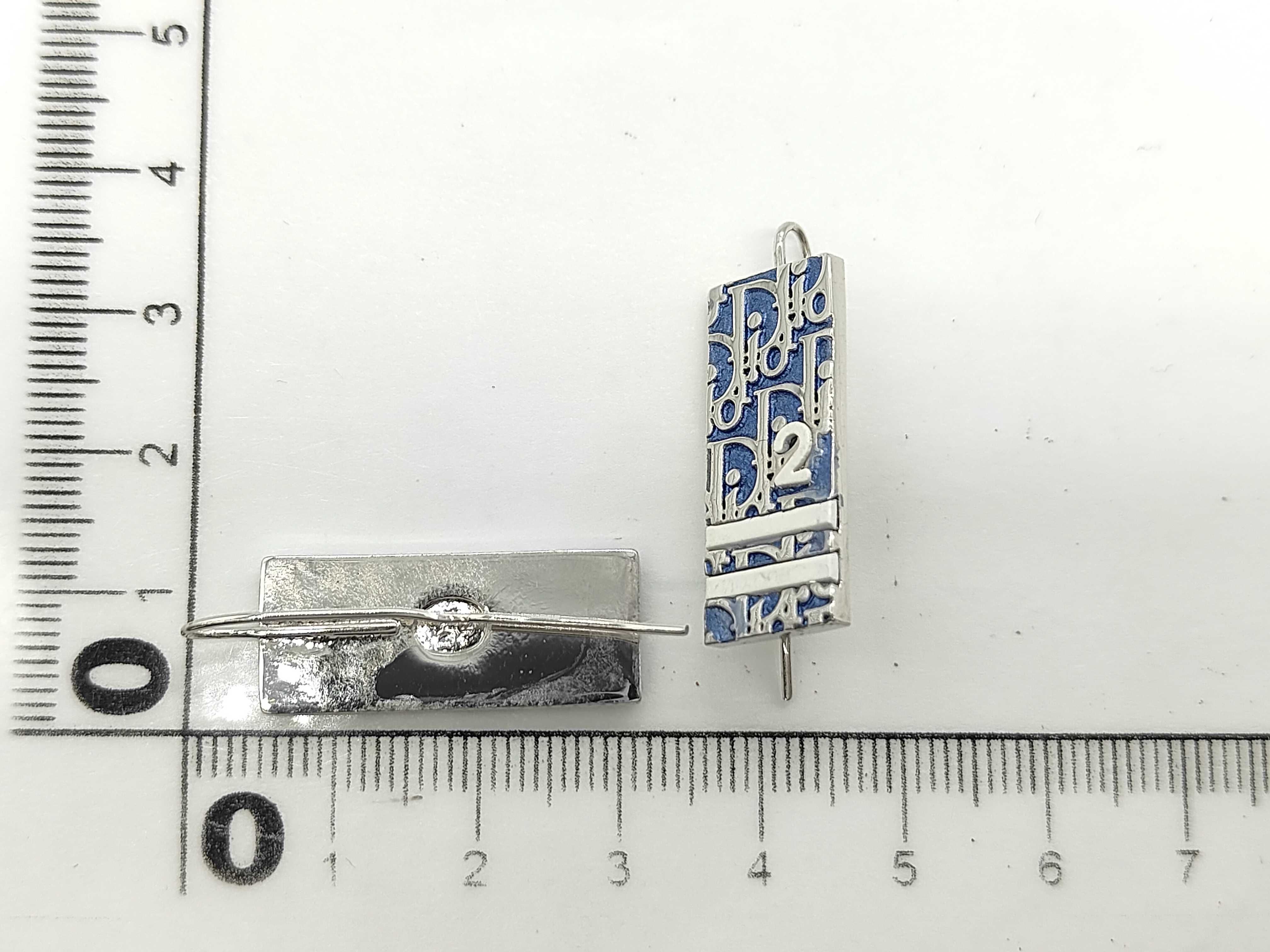 Trotter No. 2 Plate Blue Silver Hook Earrings — view 5