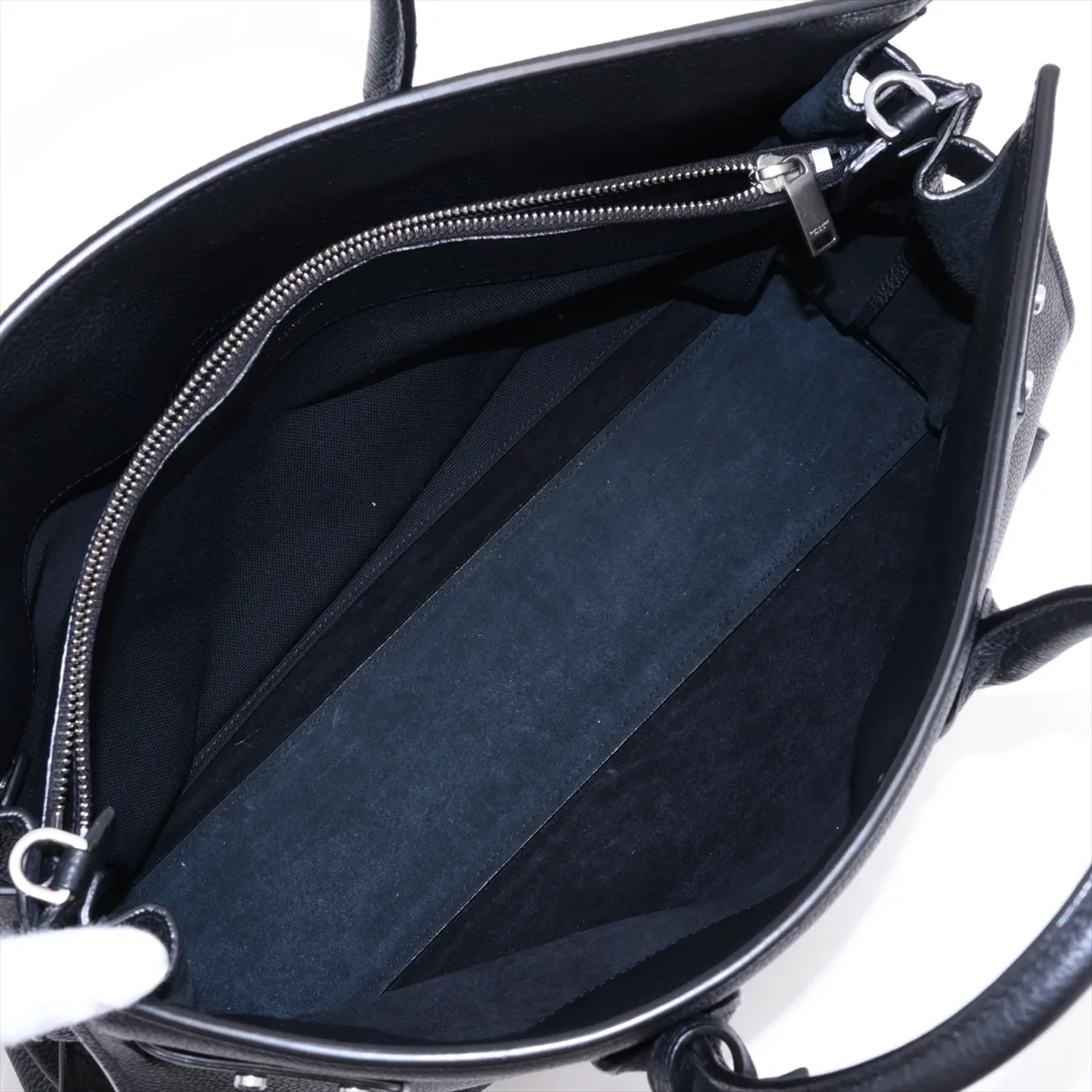 Large Sac de Jour Leather 2-Way Handbag, Black — view 8